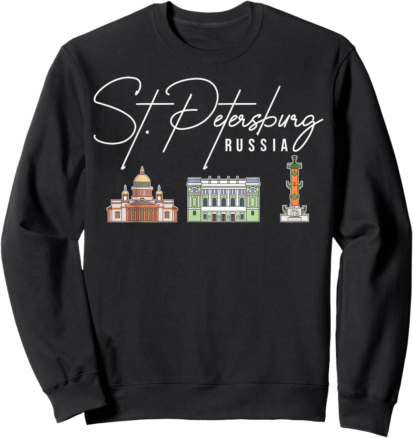St. Petersburg Russia City Skyline Map Travel Sweatshirt - Sweatshirt | Black