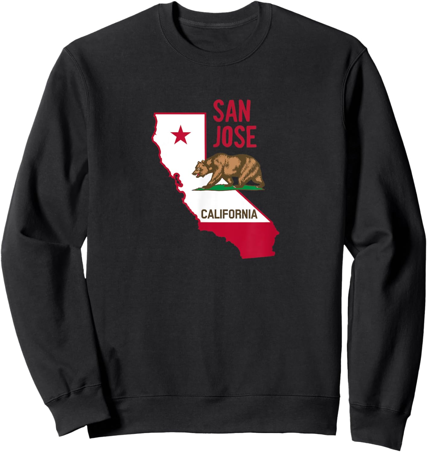 San Jose - California Flag / Cool Retro Vintage San Jose CA Sweatshirt - Sweatshirt | Black