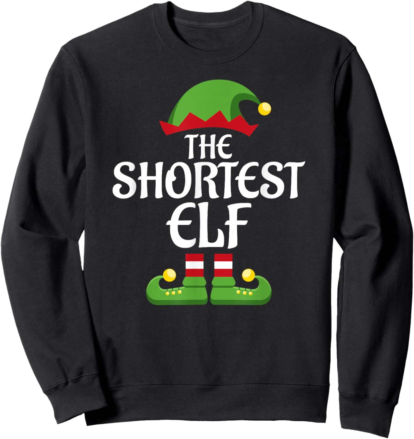 Shortest Elf Family Matching Group Christmas Sweatshirt - Sweatshirt | Black