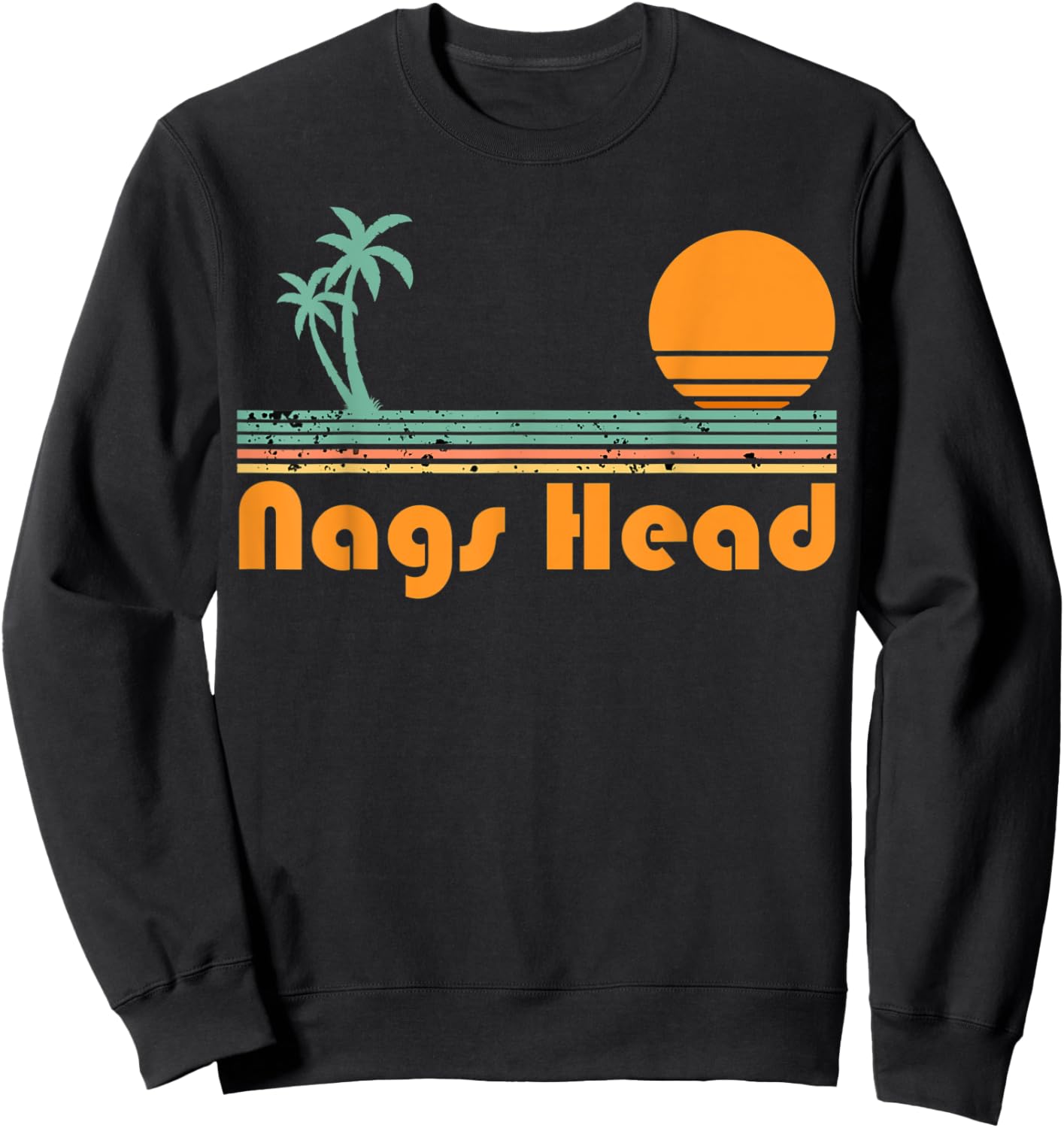 Vintage Nags Head Beach Sunset Men Women Kids Sweatshirt - Sweatshirt | Black