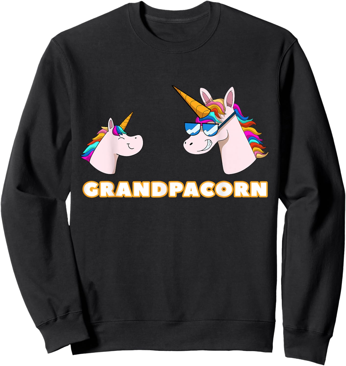 Grandpacorn Grandpa 1 Kid Grandfather Unicorn Father's Day Sweatshirt - Sweatshirt | Black