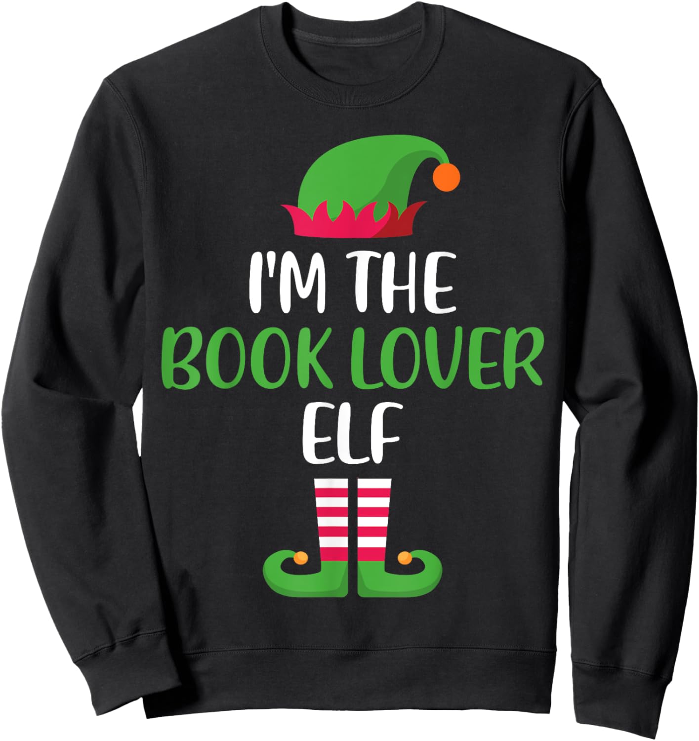 Book Lover Elf Family Matching Christmas Group Funny Xmas Sweatshirt - Sweatshirt | Black