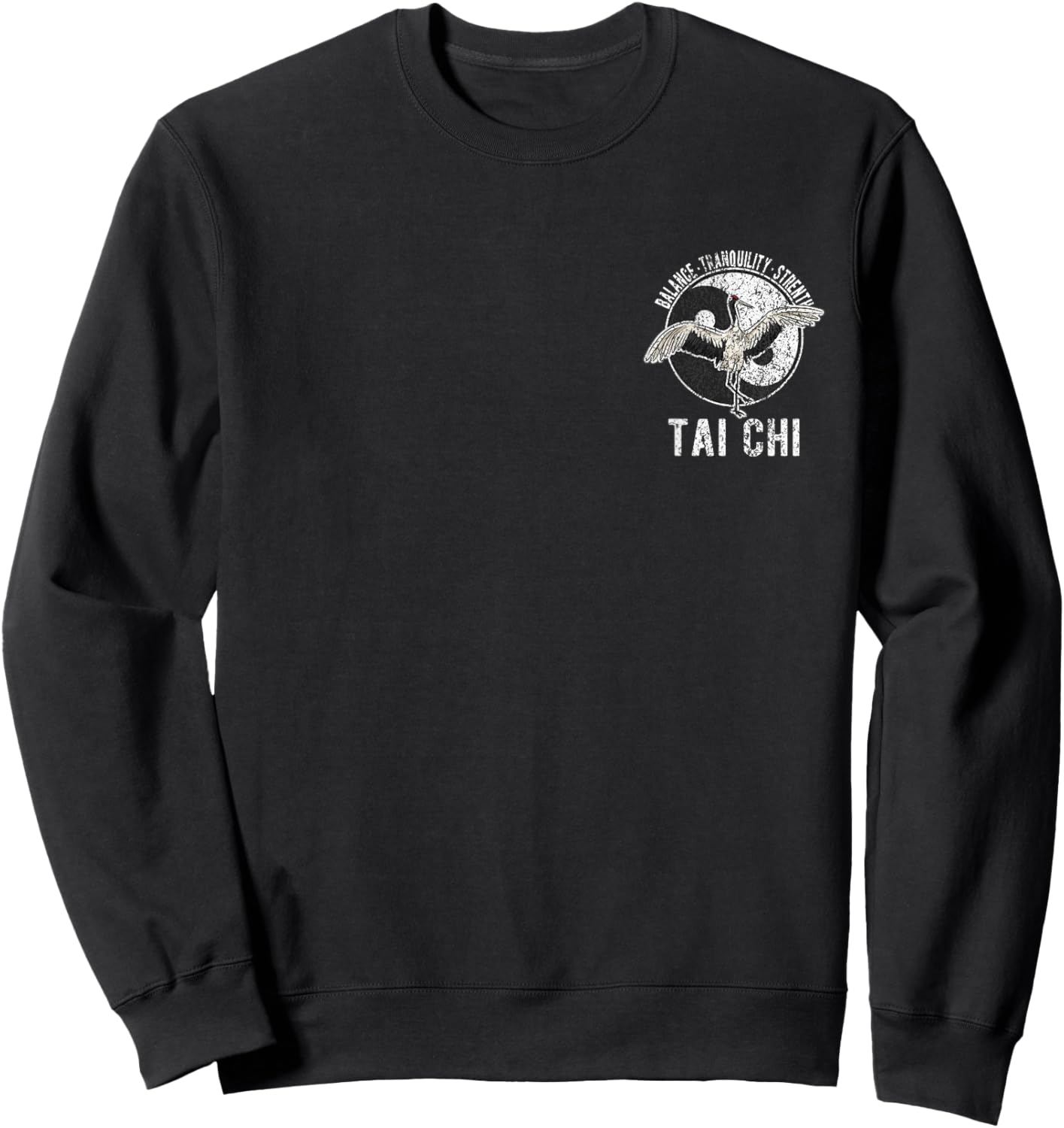 Tai Chi Crane Chinese Martial Arts Yin Yang Retro Vintage Sweatshirt - Sweatshirt | Black
