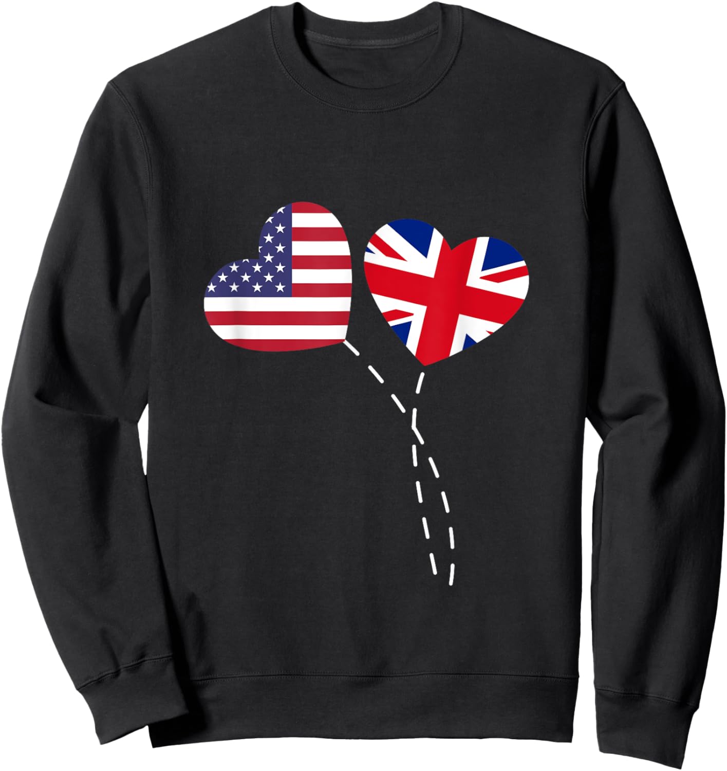 Loving USA United Kingdom Flag Heart British Americans Love Sweatshirt - Sweatshirt | Black