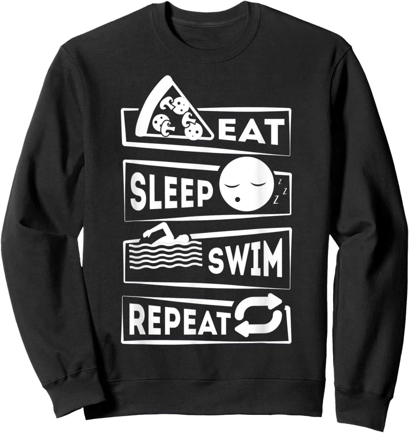 Eat Sleep Swim Repeat Swimming Sweatshirt - Sweatshirt | Black