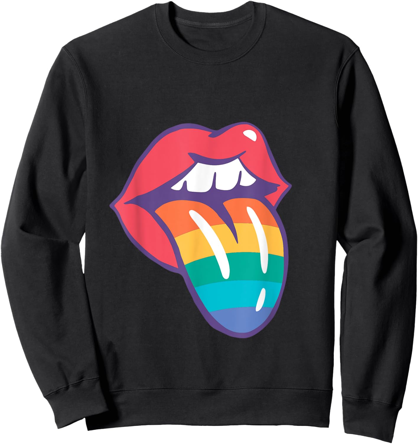 Rainbow Tongue Love Vintage Retro Style LGBT Gay Pride Sweatshirt - Sweatshirt | Black