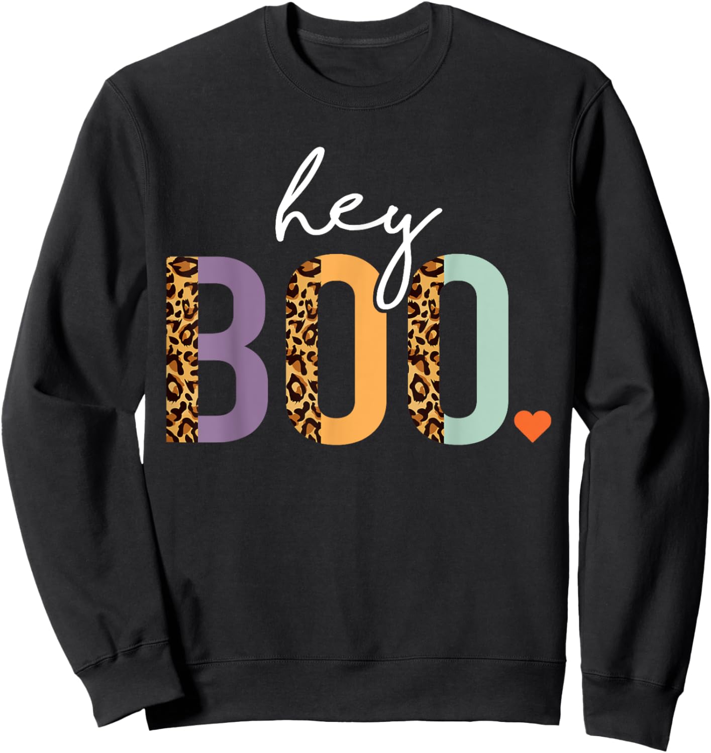 Hey Boo Shirt, Women Halloween Costume, Boo Leopard Girls Sweatshirt - Sweatshirt | Black