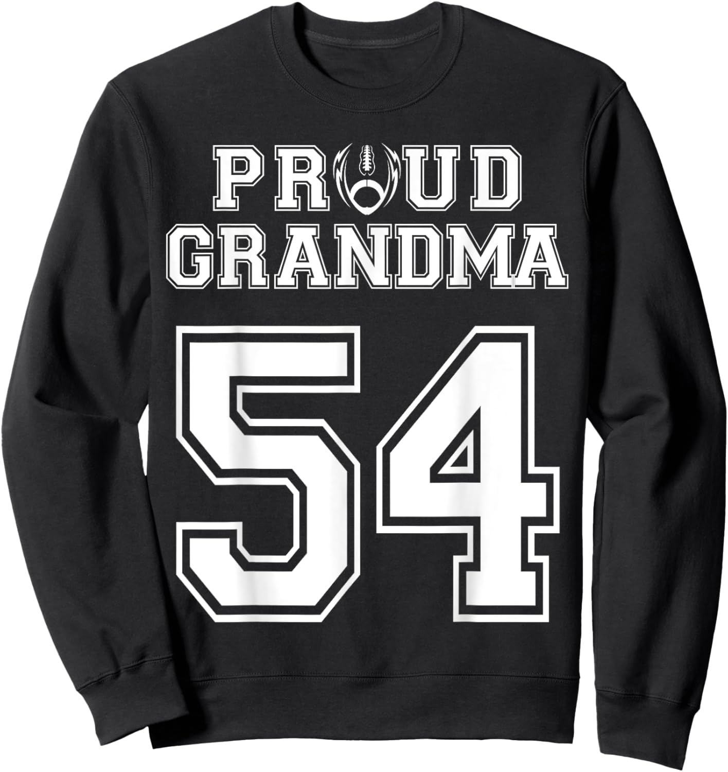 Custom Proud Football Grandma Number 54 Personalized Women Sweatshirt - Sweatshirt | Black