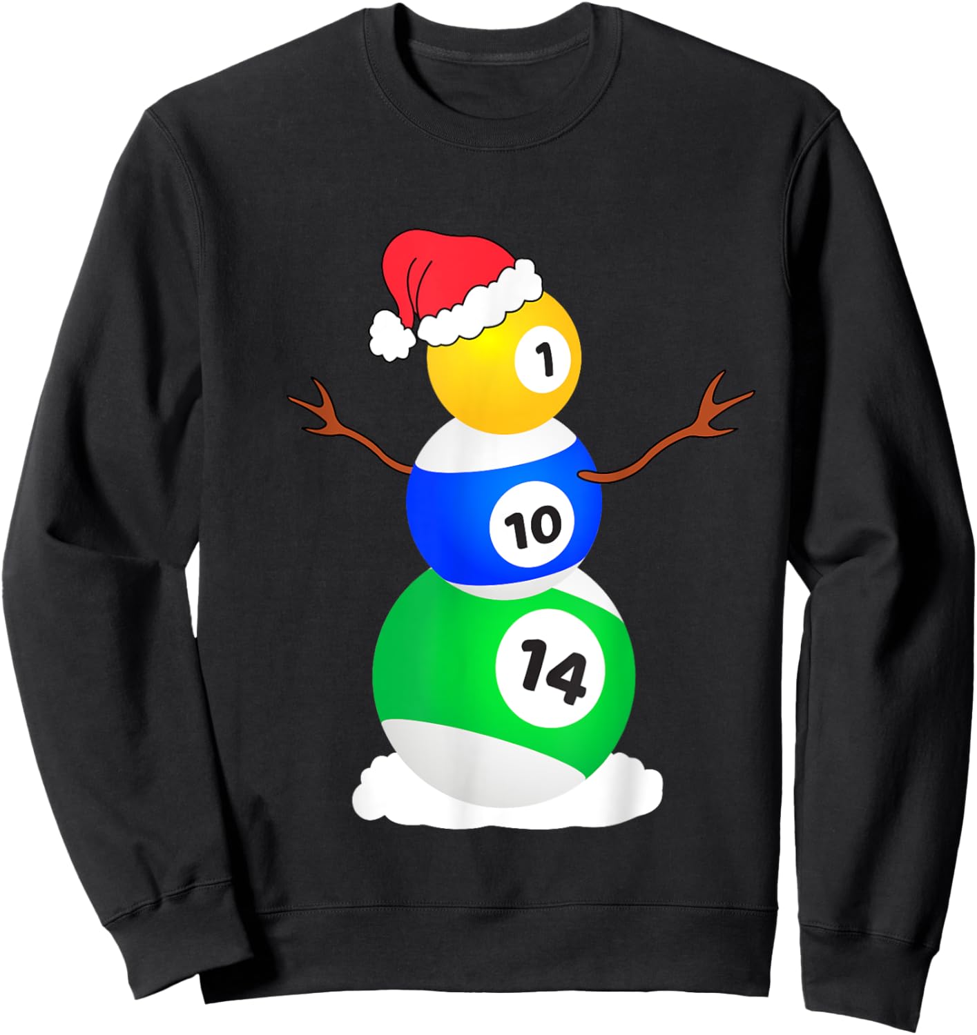 Billiards Christmas Snowman Shirt Pool Player Christmas Pjs Sweatshirt - Sweatshirt | Black