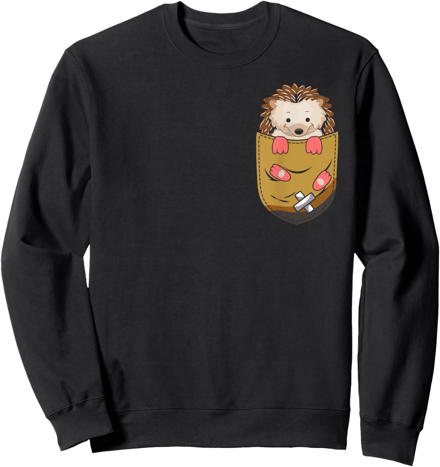 Funny Hedgehog Pocket Graphic Hedgehogs Toddler Women Men Sweatshirt - Sweatshirt | Black