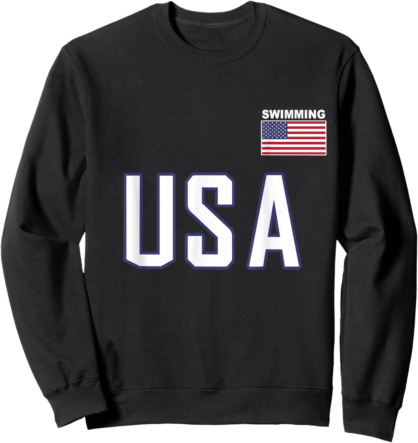 USA Flag Swim Swimming Sport Practice Equipment Men Women Sweatshirt - Sweatshirt | Black