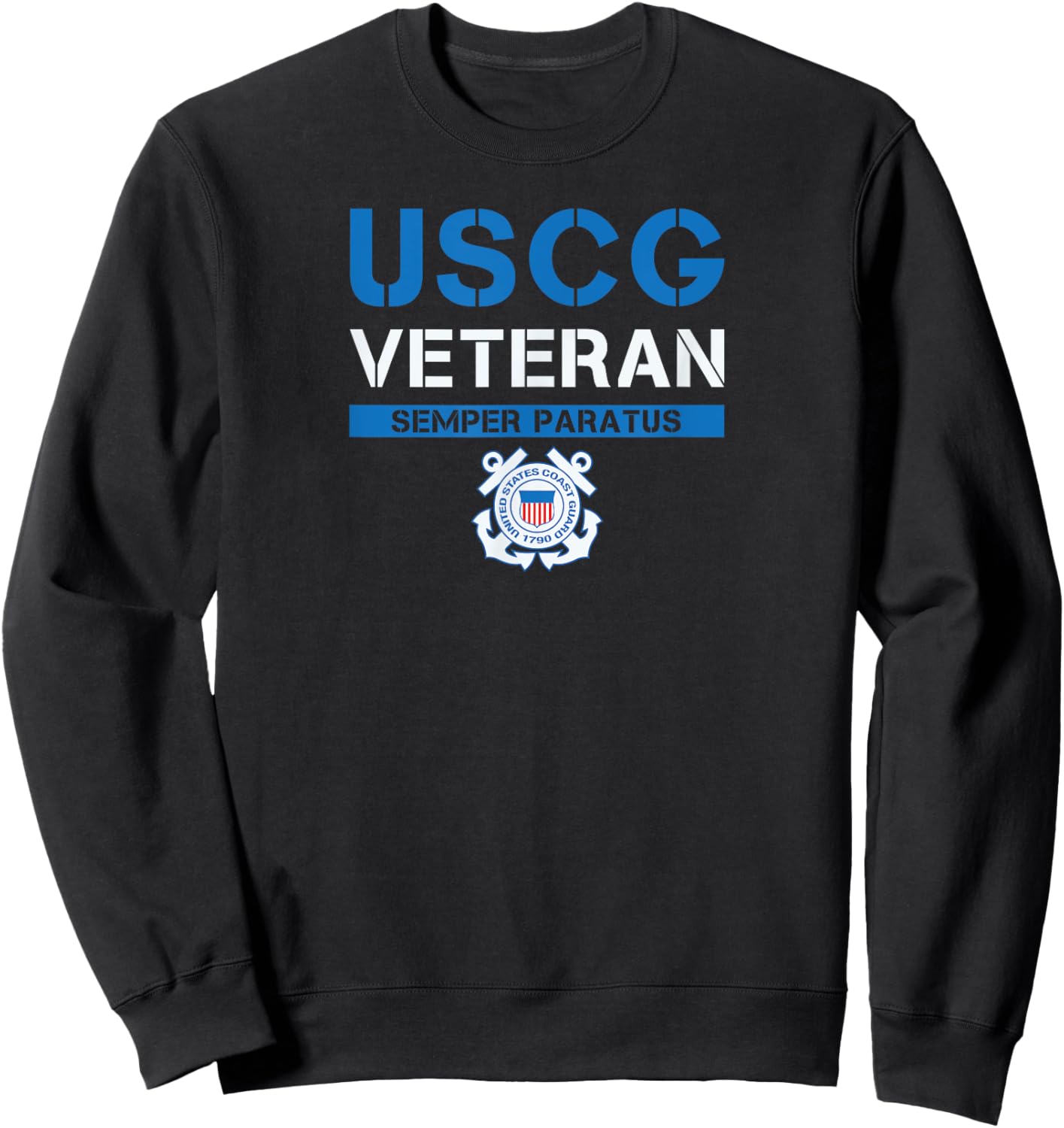 Uscg Veteran Semper Paratus Sweatshirt - Sweatshirt | Black