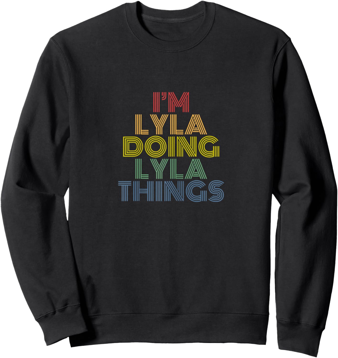 Lyla Personalized Name Women's Retro Classic Fit X-Small Black Short Sleeve Sweatshirt - Sweatshirt | Black