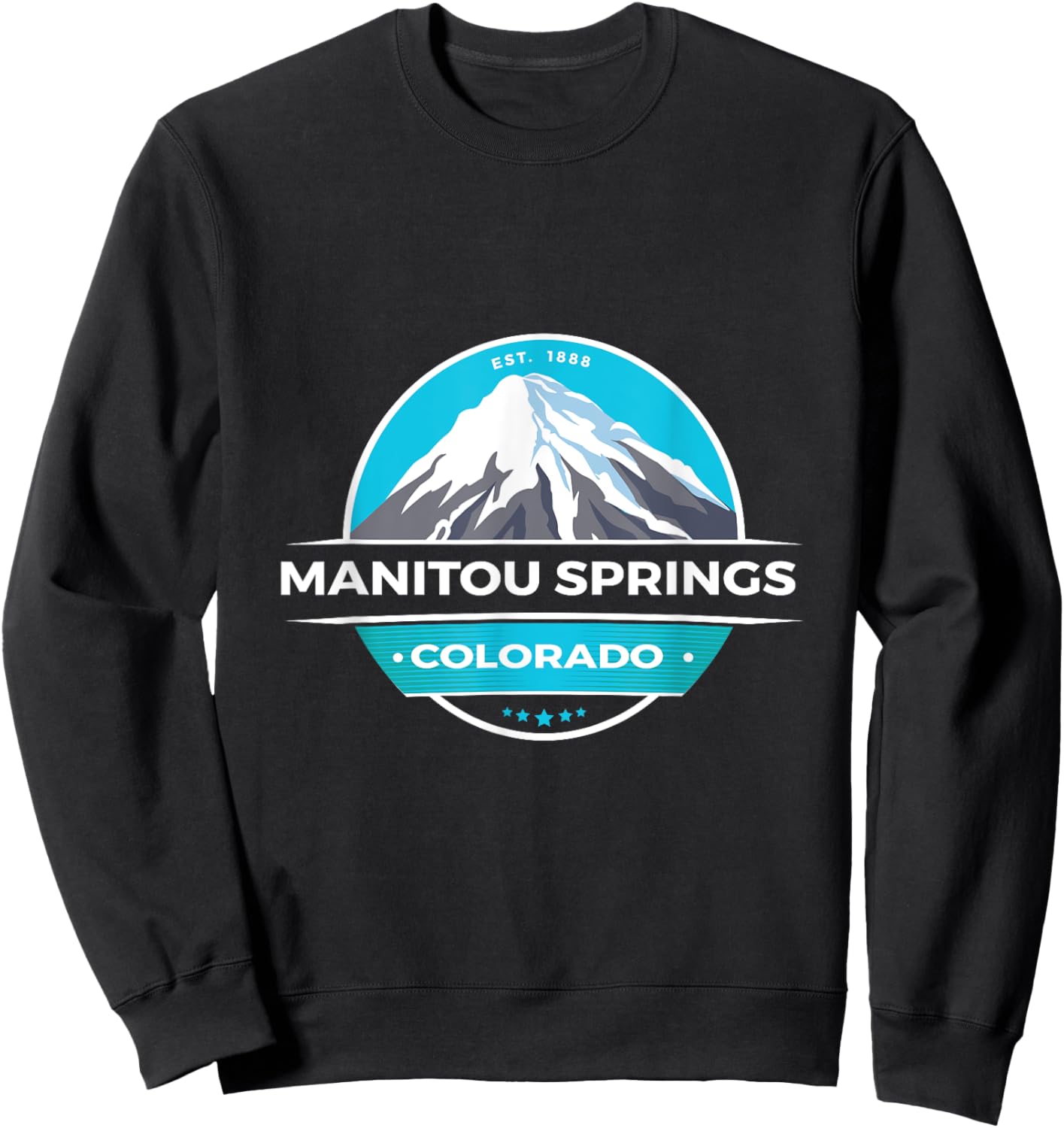 Unique Manitou Springs CO Snow Capped Mountains Novelty Art Sweatshirt - Sweatshirt | Black