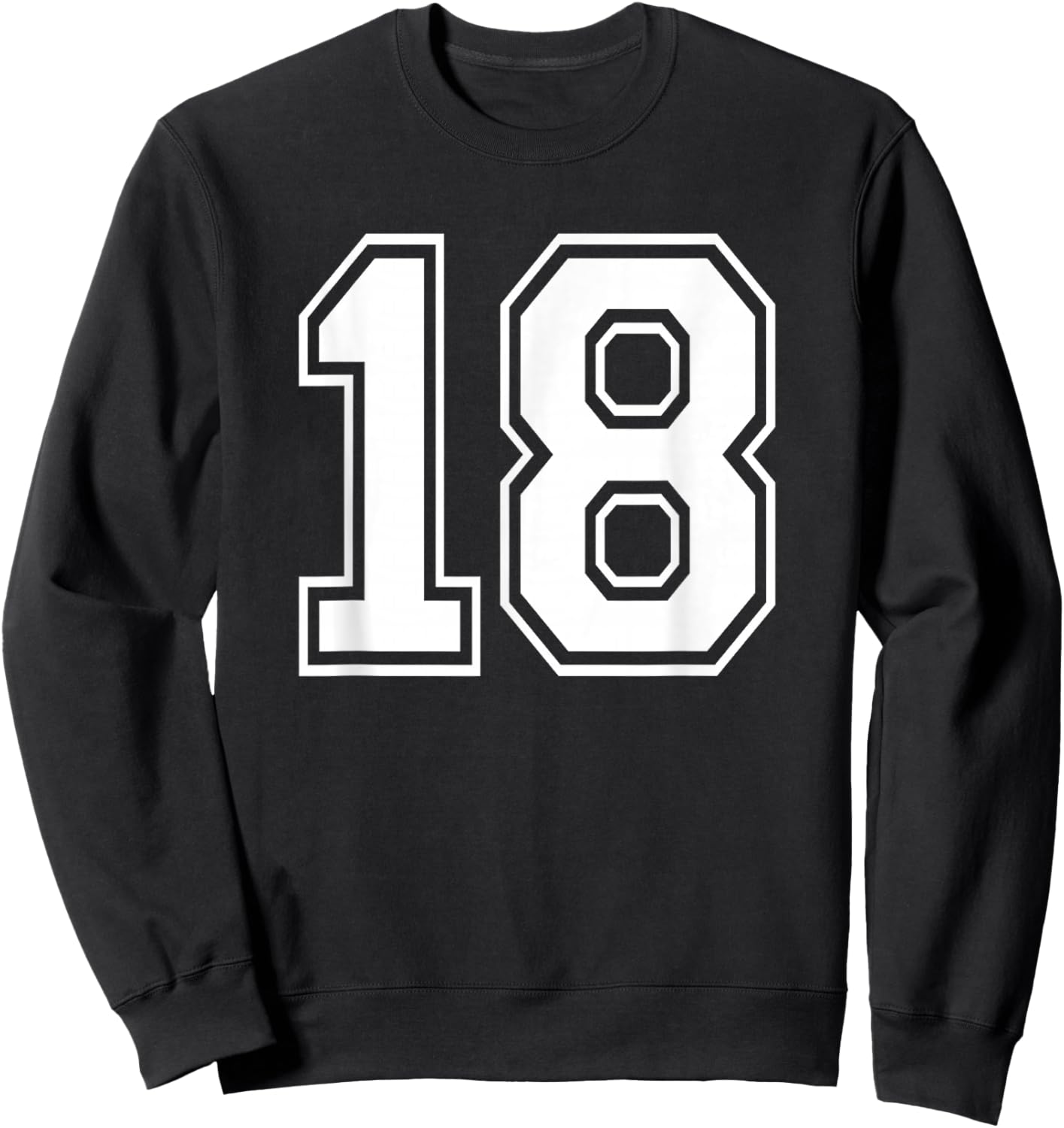 Number Eighteen #18 Sports Team Uniform Birthday 18 Sweatshirt - Sweatshirt | Black