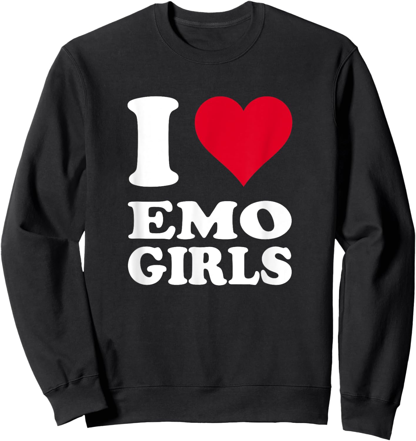 Red Heart I Love Emo Girls Sweatshirt - Sweatshirt | Black