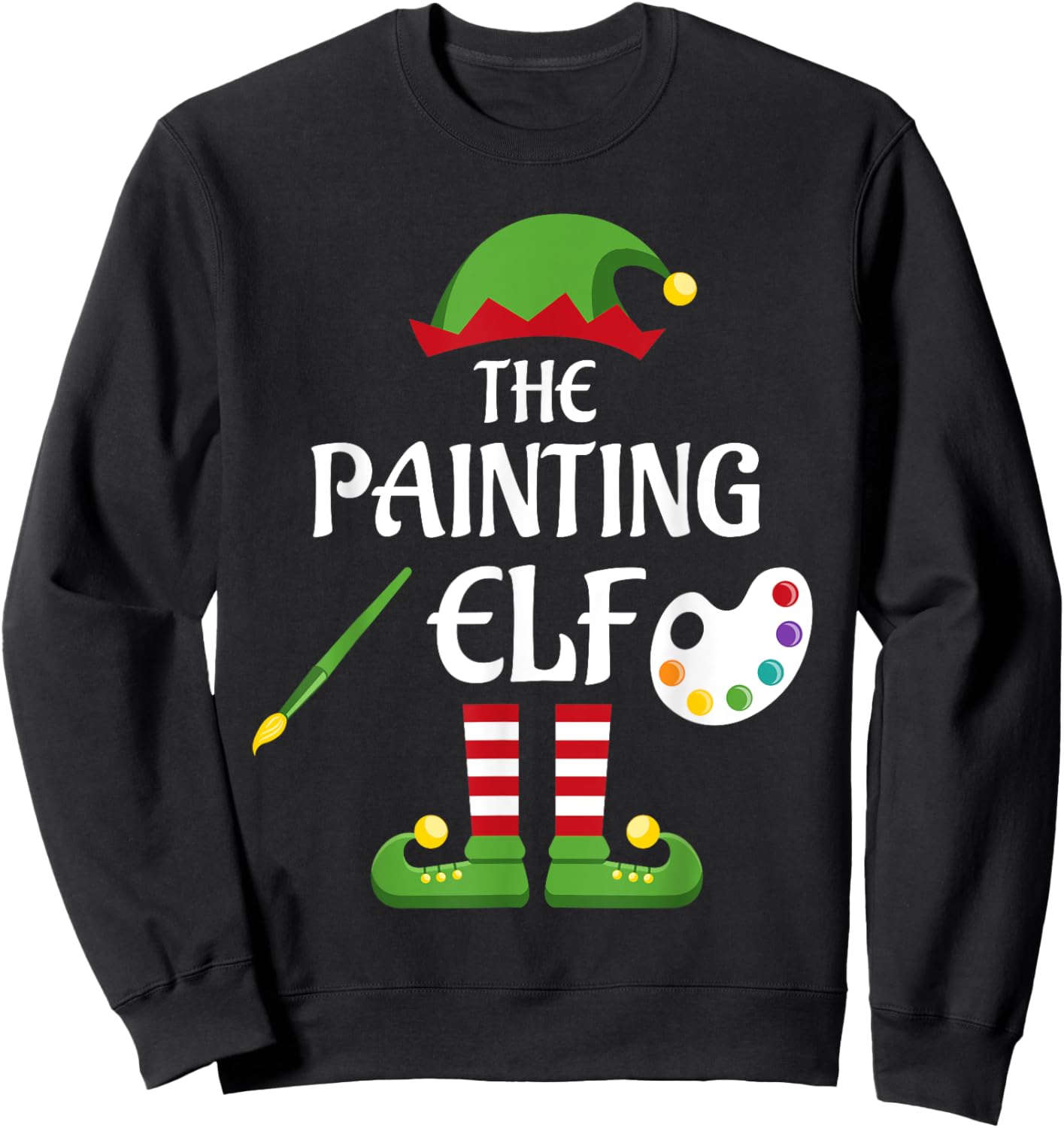 Painting Elf Family Matching Group Christmas Sweatshirt - Sweatshirt | Black