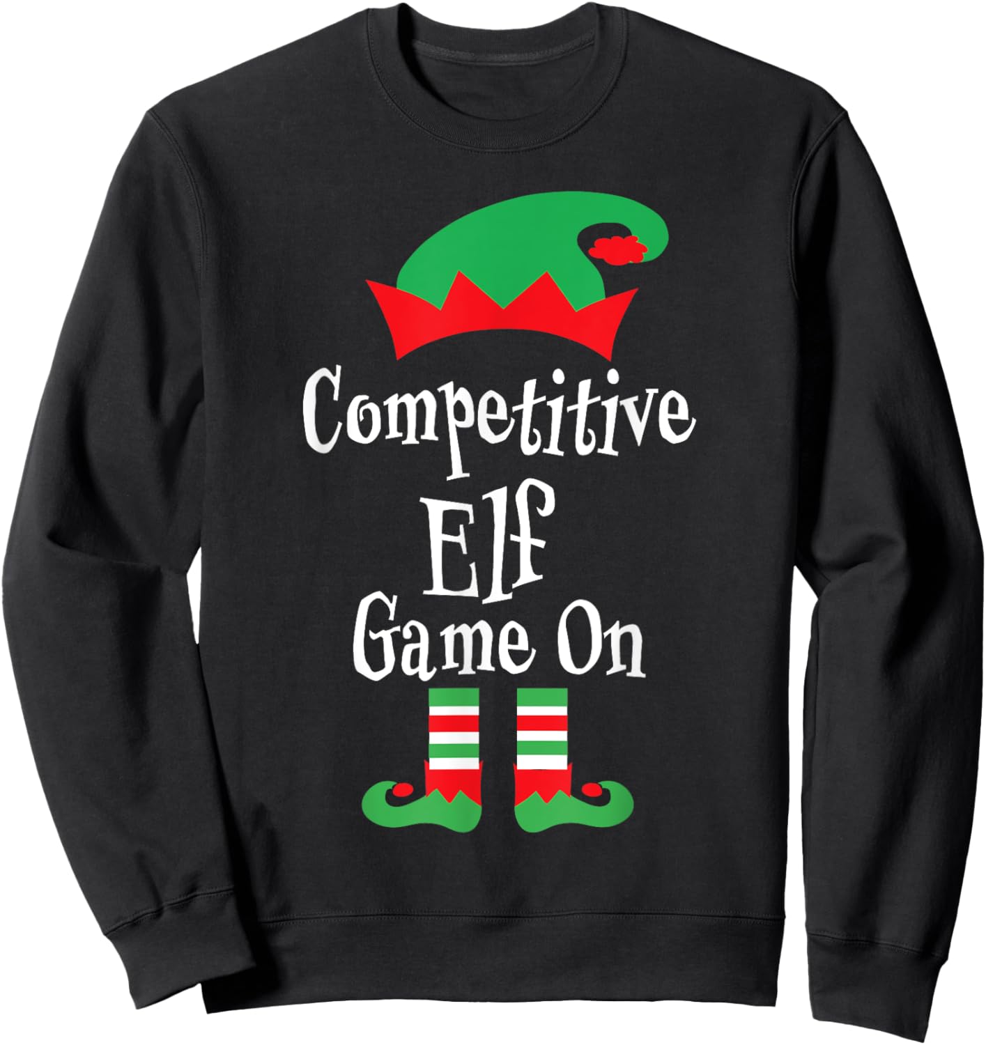Fun Competitive Elf Game On Christmas Family Matching Group Sweatshirt - Sweatshirt | Black