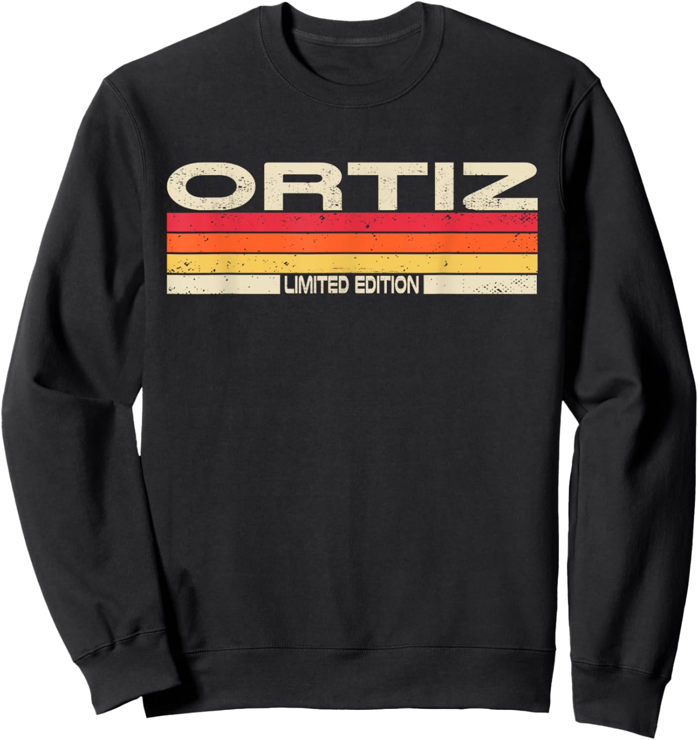 Ortiz Surname Birthday Family Reunion 80s 90s Sunset Sweatshirt - Sweatshirt | Black