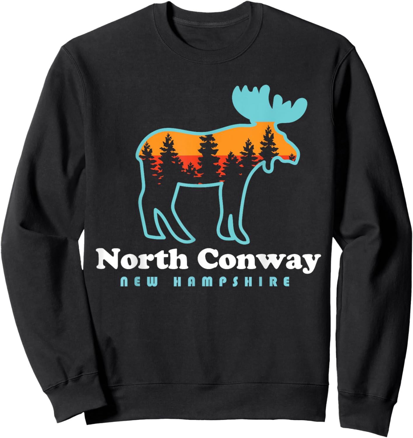 North Conway New Hampshire Moose Mountains Sweatshirt - Sweatshirt | Black