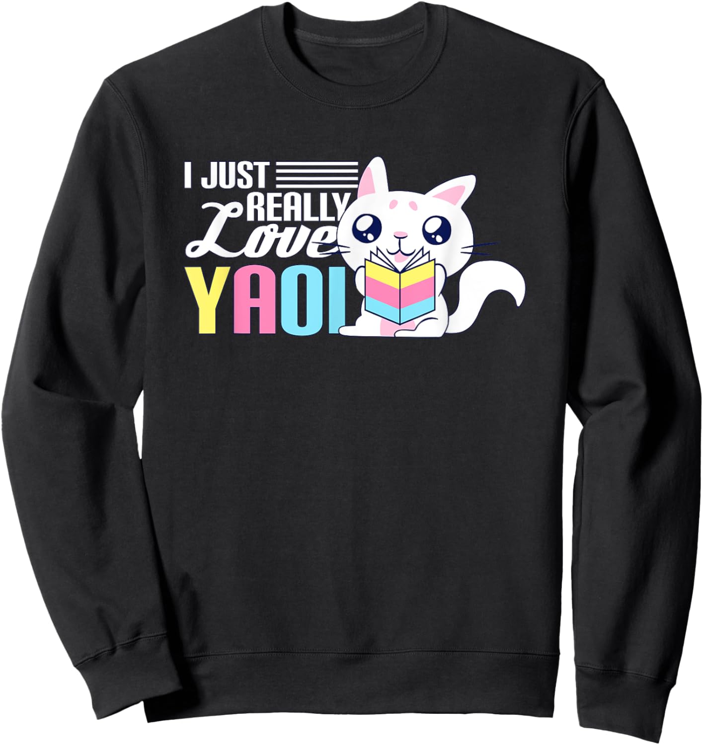 Fujoshi I Yaoi BL Love Manga I Cute Cat Sweatshirt - Sweatshirt | Black
