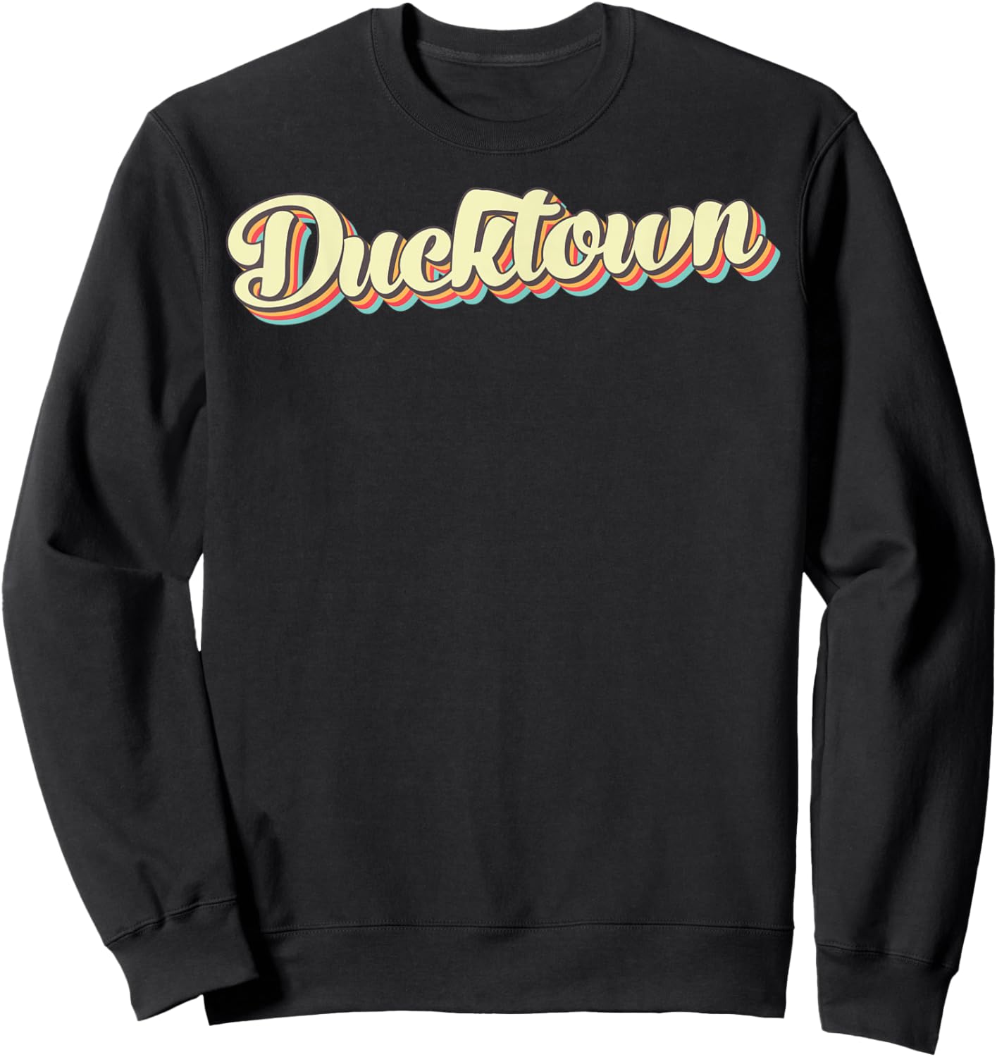 Ducktown Retro Art Baseball Font Vintage Sweatshirt - Sweatshirt | Black