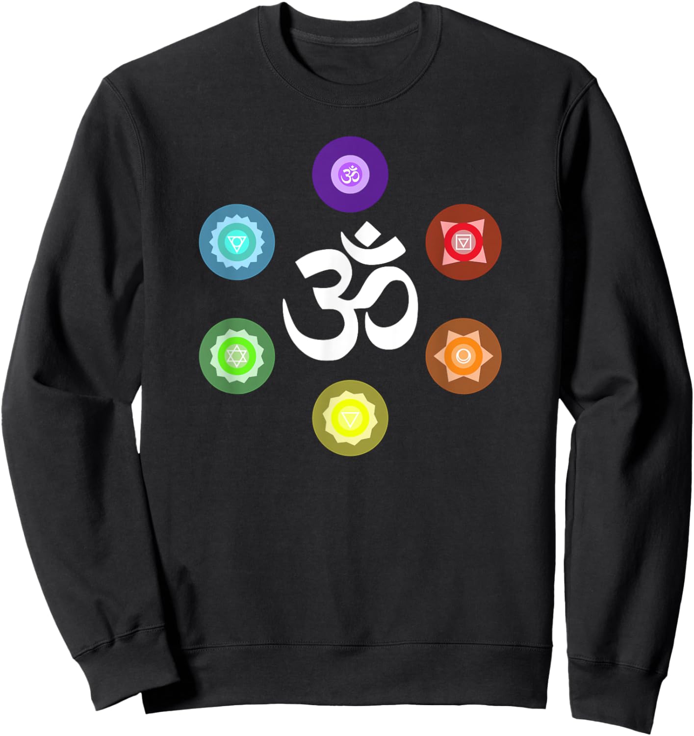 Sacred Geometry Yoga Metatrons Rainbow Chakras Sweatshirt - Sweatshirt | Black