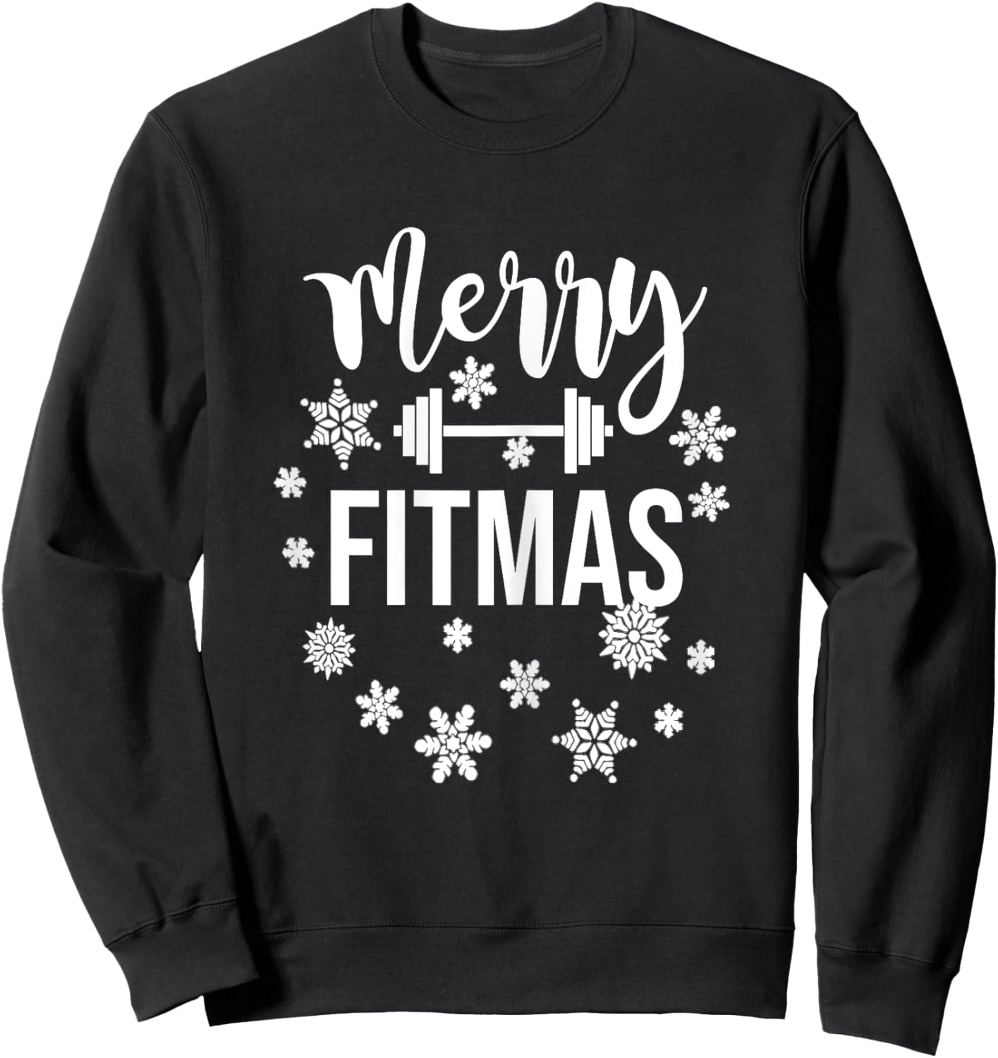 Merry Fitmas Christmas Pun Gym Holiday Workout Fitness Xmas Sweatshirt - Sweatshirt | Black