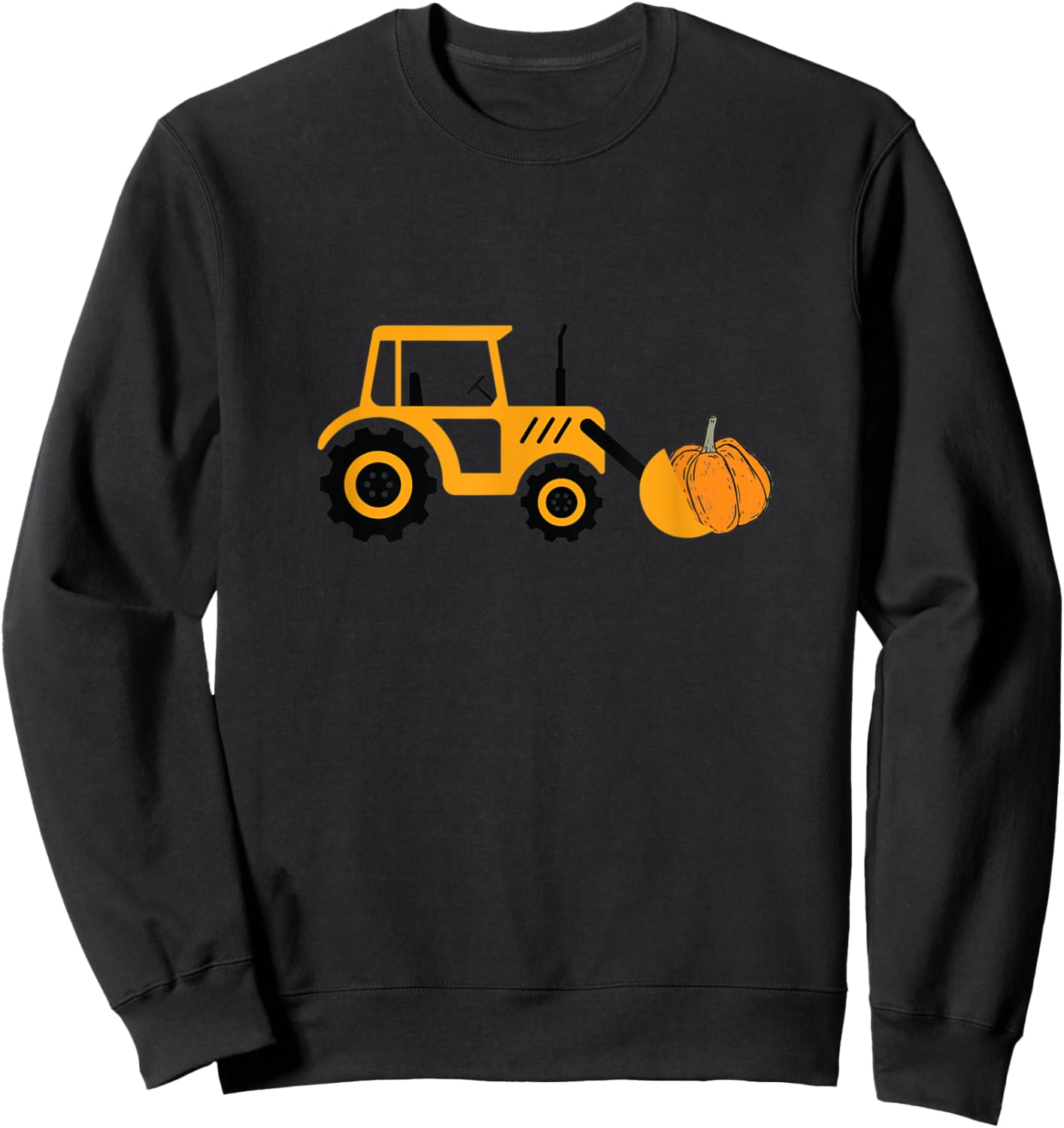 Halloween Construction Vehicle Truck Digger Cute Pumpkin Sweatshirt - Sweatshirt | Black