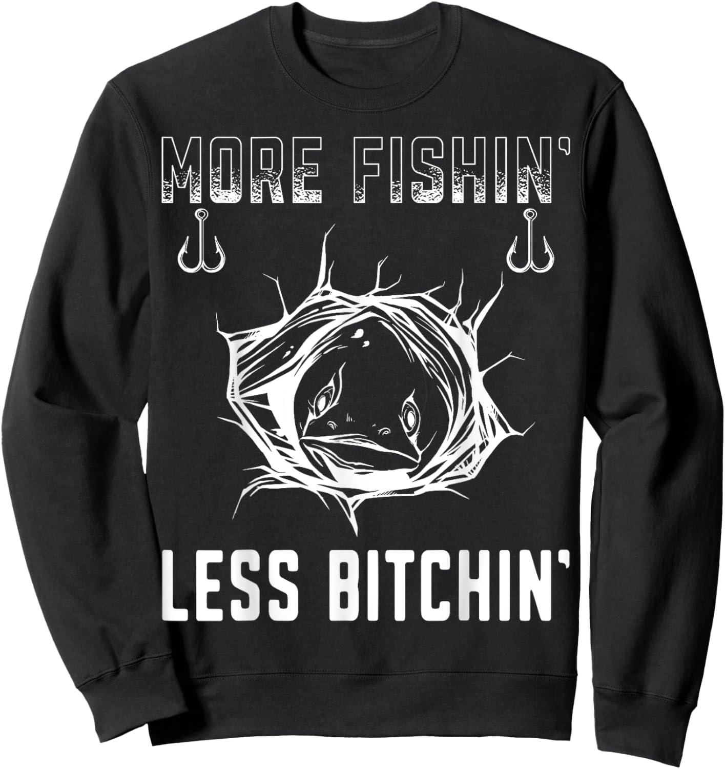 Funny Bass Fisherman Fishing meme Sweatshirt - Sweatshirt | Black