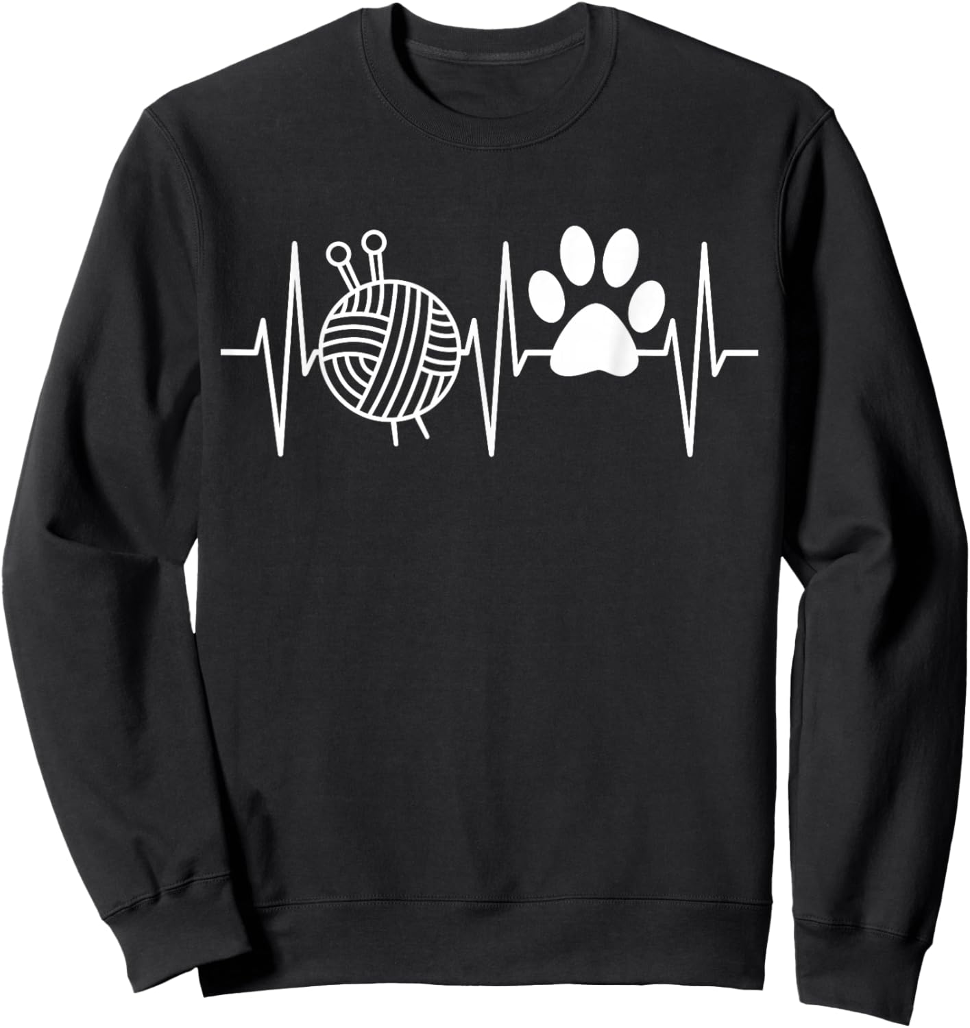 Knitting Shirt Dog Lover Heartbeat Love Knitting and Dogs Men Women Girls Kids Sweatshirt - Sweatshirt | Black