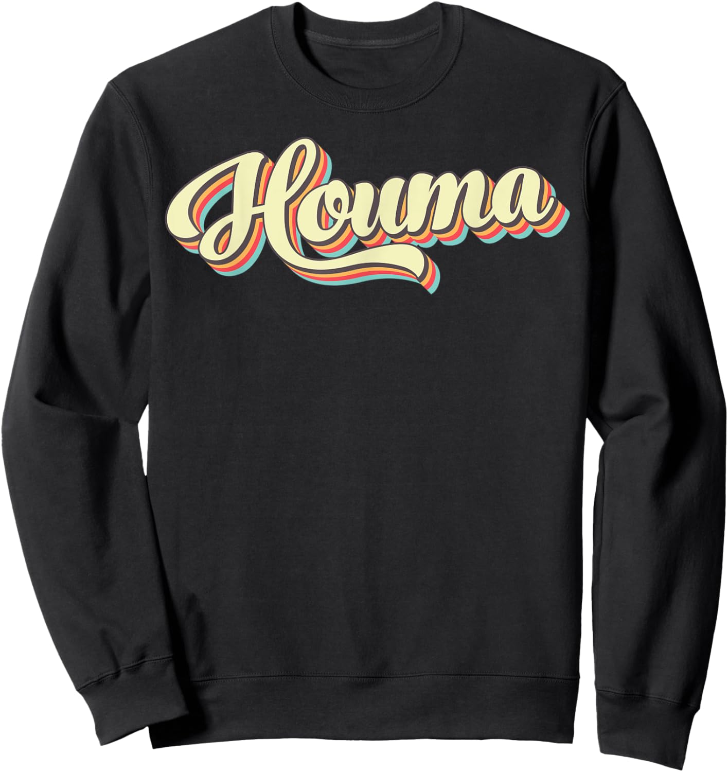 Houma Retro Art Baseball Font Vintage Sweatshirt - Sweatshirt | Black