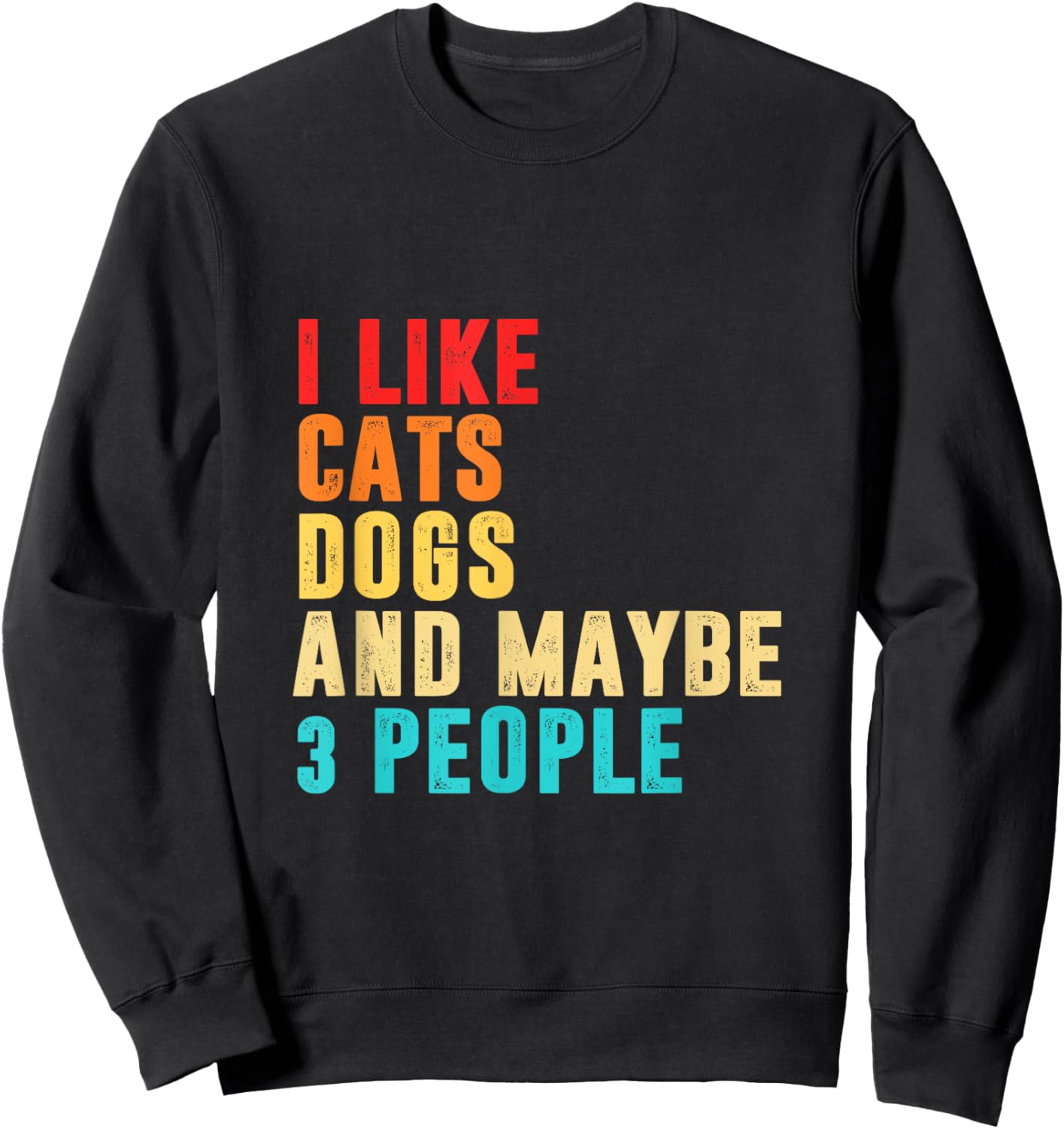 I Like Cats Dogs and Maybe 3 People Sweatshirt - Sweatshirt | Black