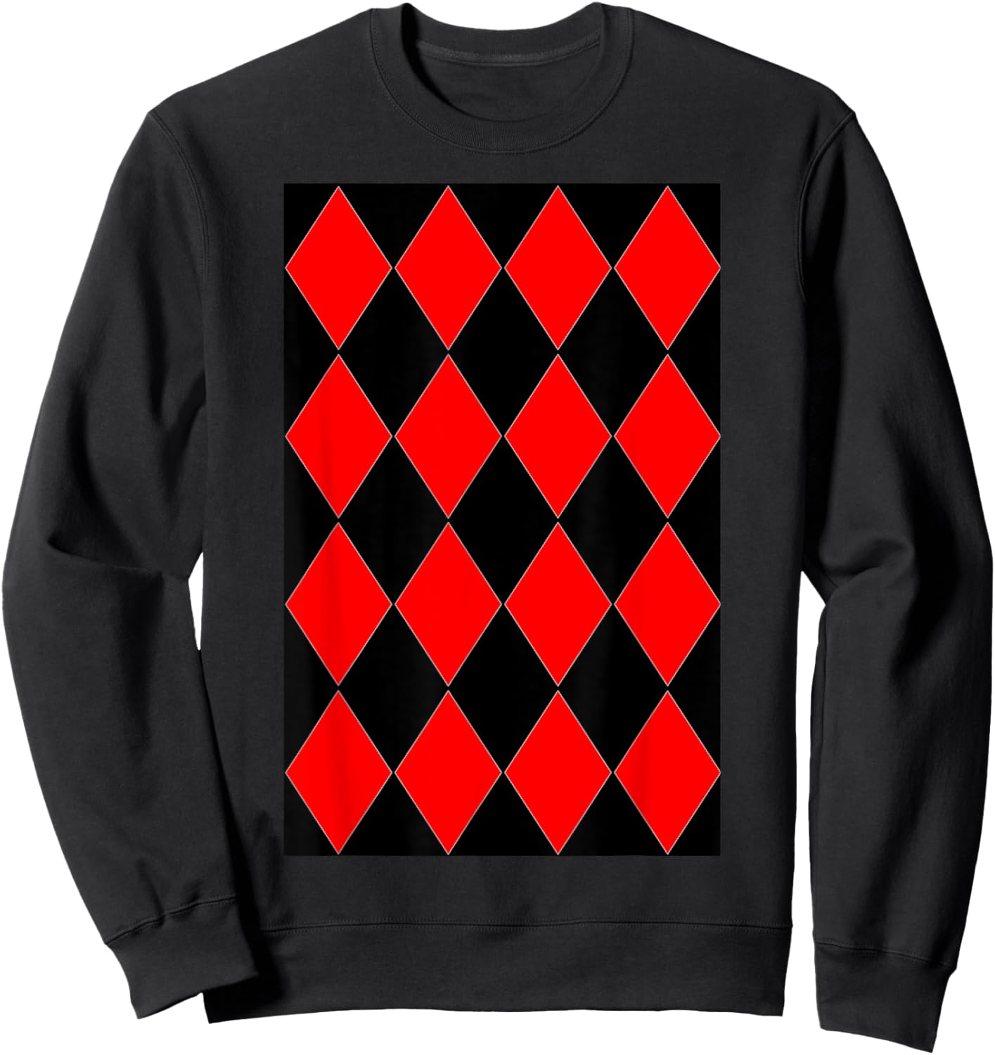 Geometric Large Harlequin Pattern Red and Black Sweatshirt - Sweatshirt | Black