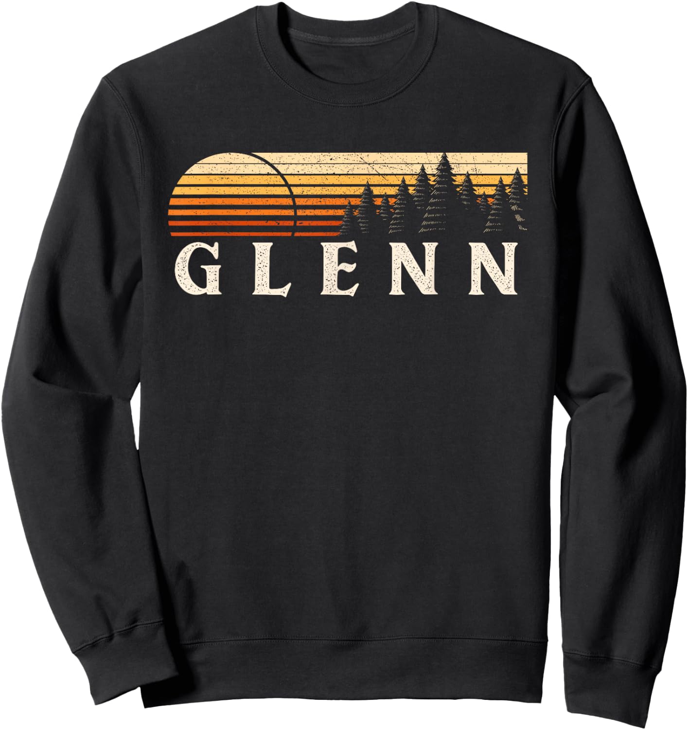 Glenn, MI Vintage Evergreen Sunset Eighties Retro Sweatshirt - Sweatshirt | Black