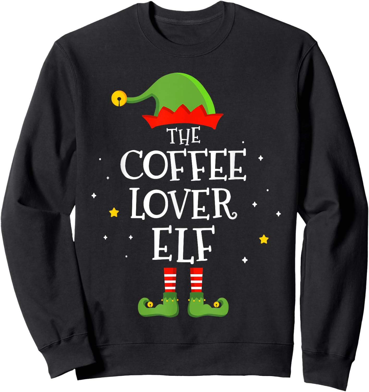 The coffee lover elf funny christmas matching family pajama Sweatshirt - Sweatshirt | Black