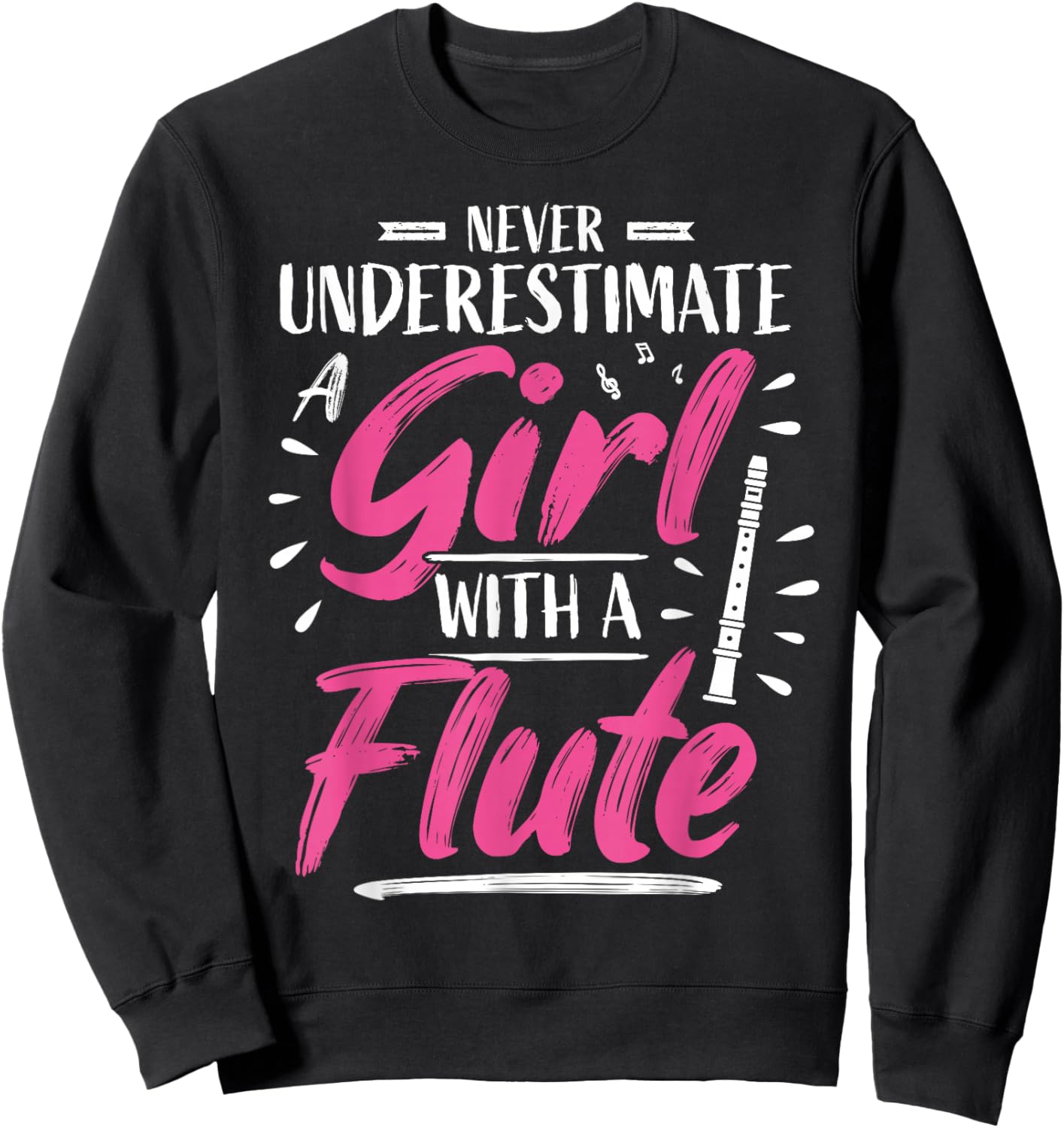 Girls Flute Player Flute Player Sweatshirt - Sweatshirt | Black