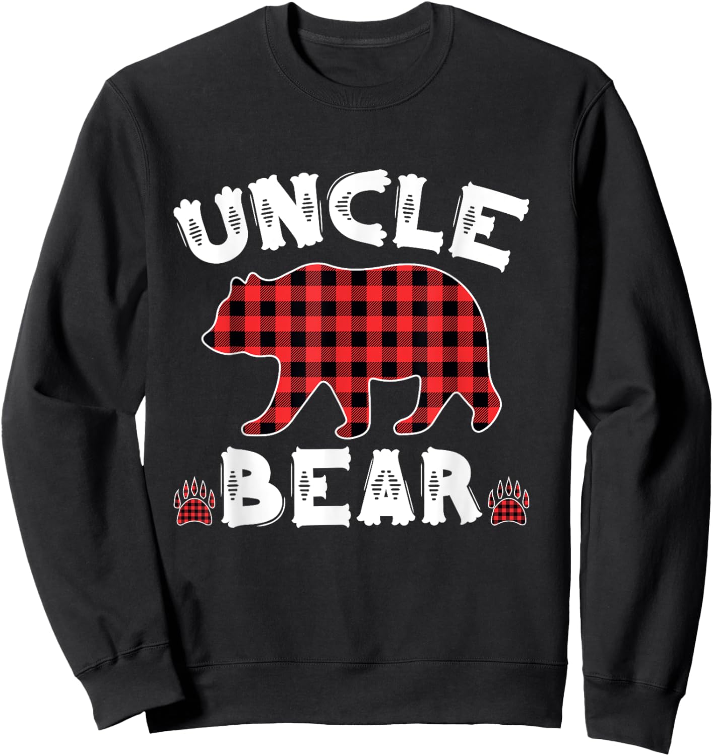 Uncle Bear Buffalo Dark Red Plaid Christmas Pajama Family Sweatshirt - Sweatshirt | Black