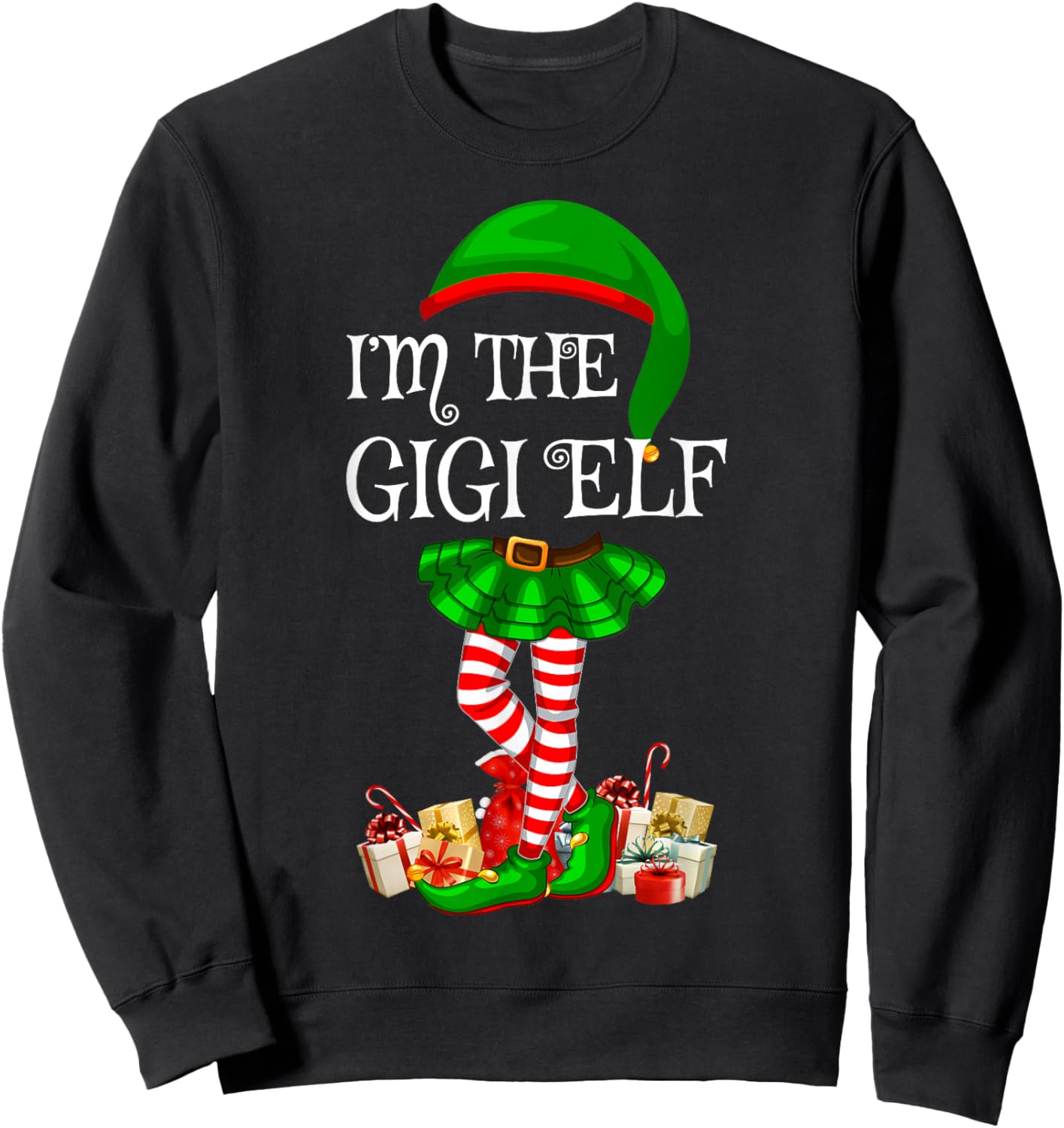Matching Family Group I'm The Gigi Elf Christmas Sweatshirt - Sweatshirt | Black
