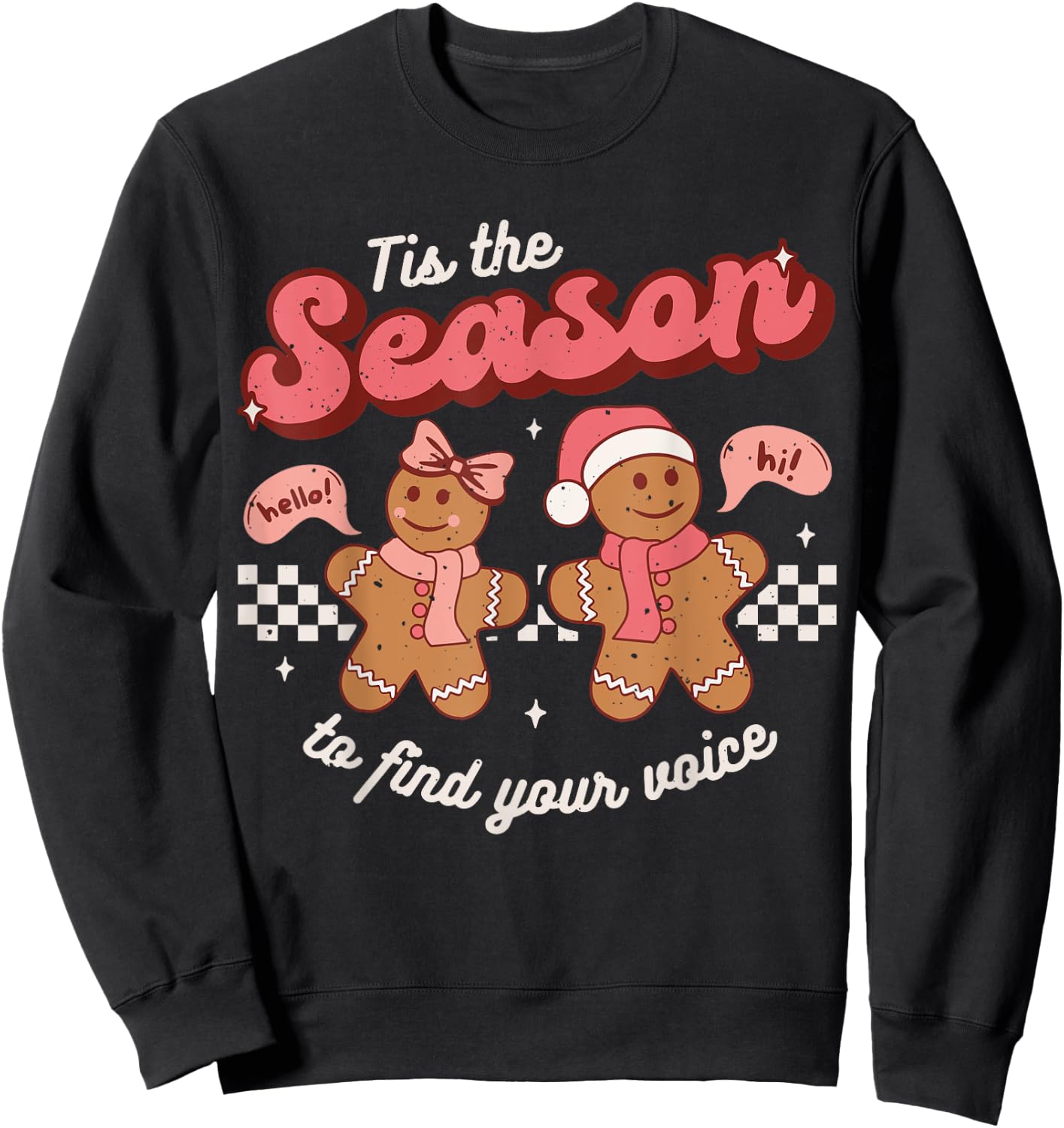 Speech Language Therapy Christmas Retro SLP Therapist Groovy Sweatshirt - Sweatshirt | Black