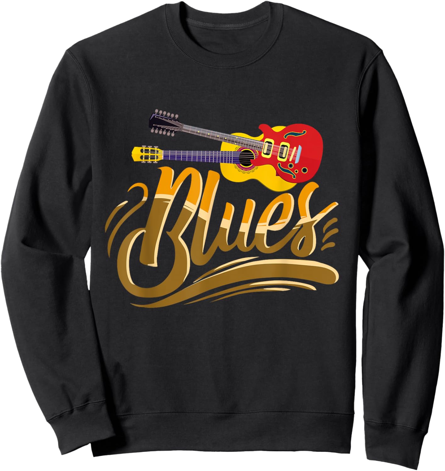 Vintage Blues Guitar Player Musician Blues Music Sweatshirt - Sweatshirt | Black