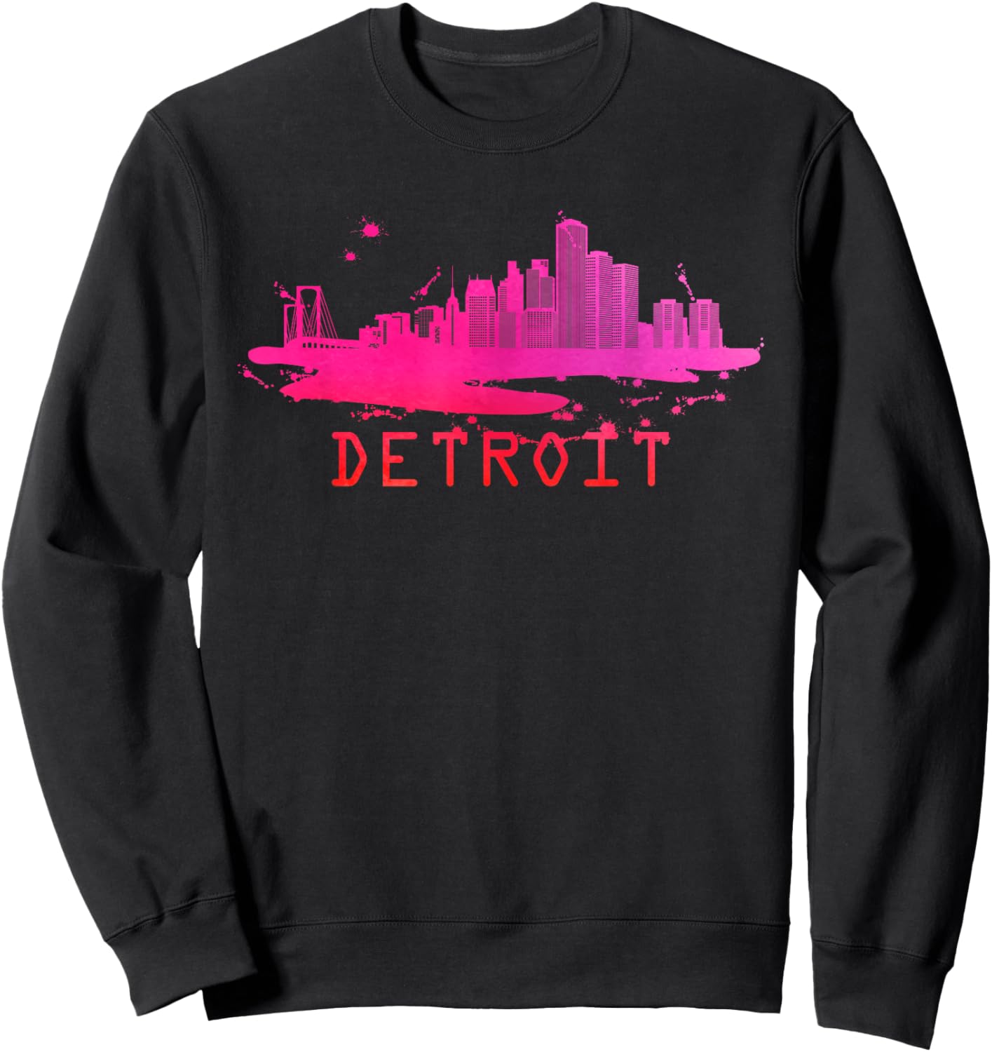 Modern Detroit Cityscape Souvenir - Detroit Skyline Sweatshirt - Sweatshirt | Black