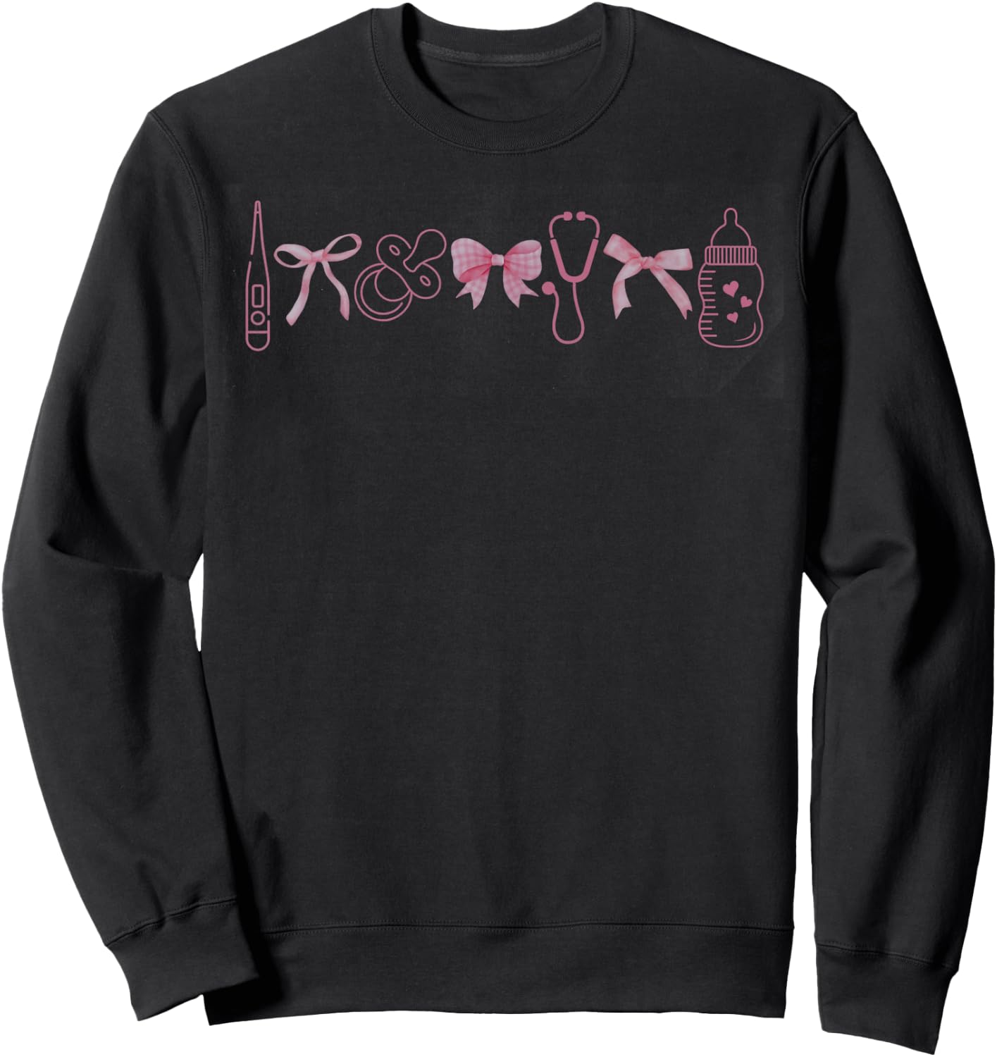 Coquette Mother Baby Nurse Graduation Postpartum RN NICU Sweatshirt - Sweatshirt | Black
