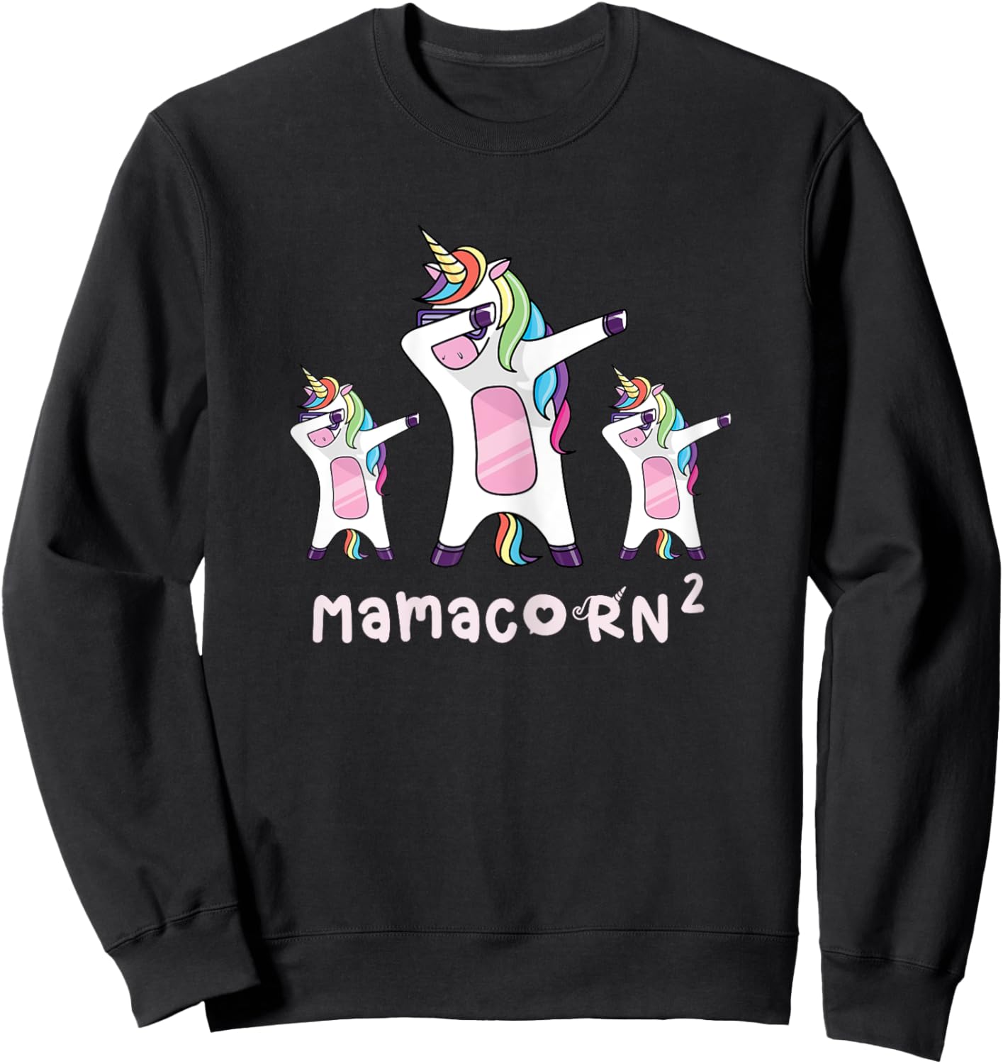 Cute Mamacorn Unicorn Mom Mother of 2 Twins Girls Baby Mom2 Sweatshirt - Sweatshirt | Black