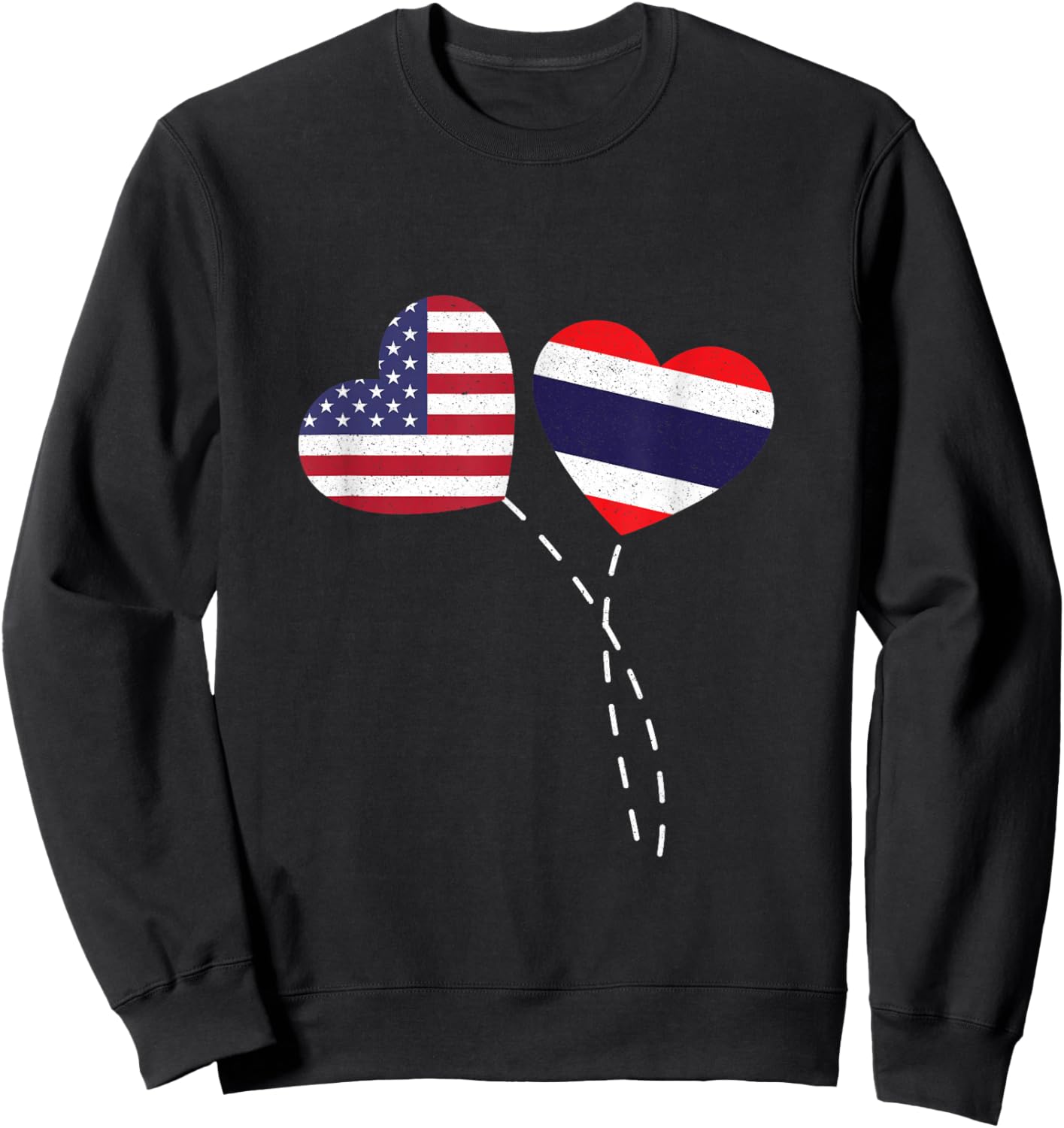 Loving USA Thailand Flag Heart Thai Americans Love Sweatshirt - Sweatshirt | Black