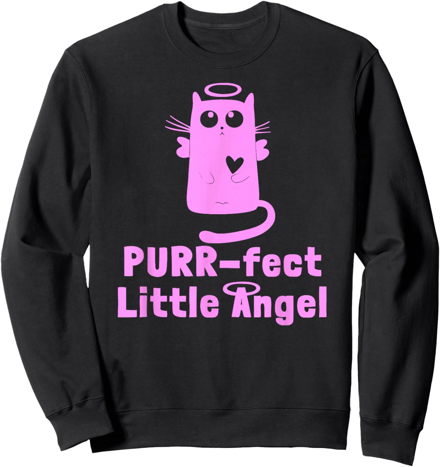 Kitty Angel Kitten Cat Purr-fect Little Angel Perfect Halo Sweatshirt - Sweatshirt | Black