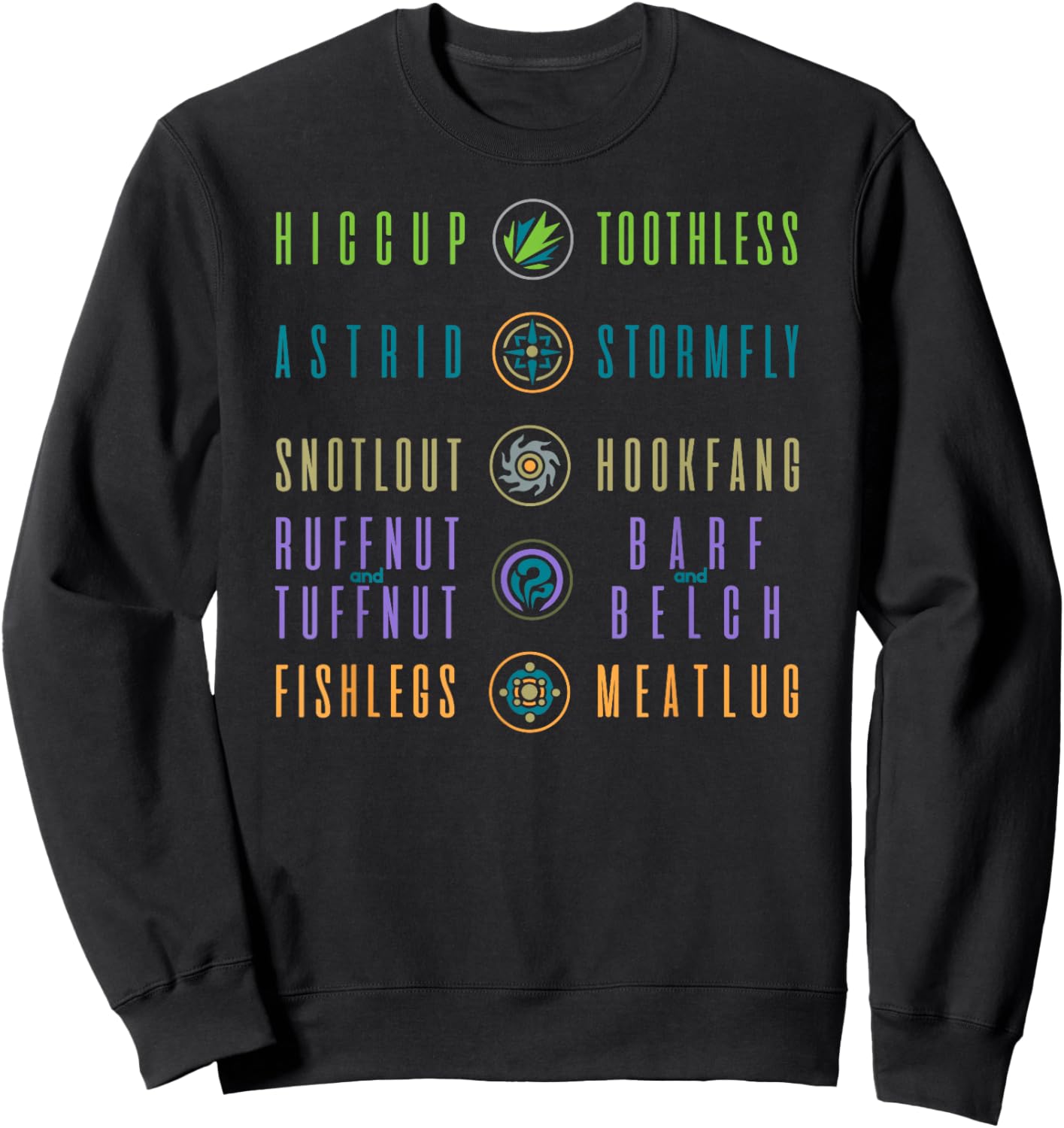 How to Train Your Dragon Shirt with 3 Dragon Names Sweatshirt - Sweatshirt | Black