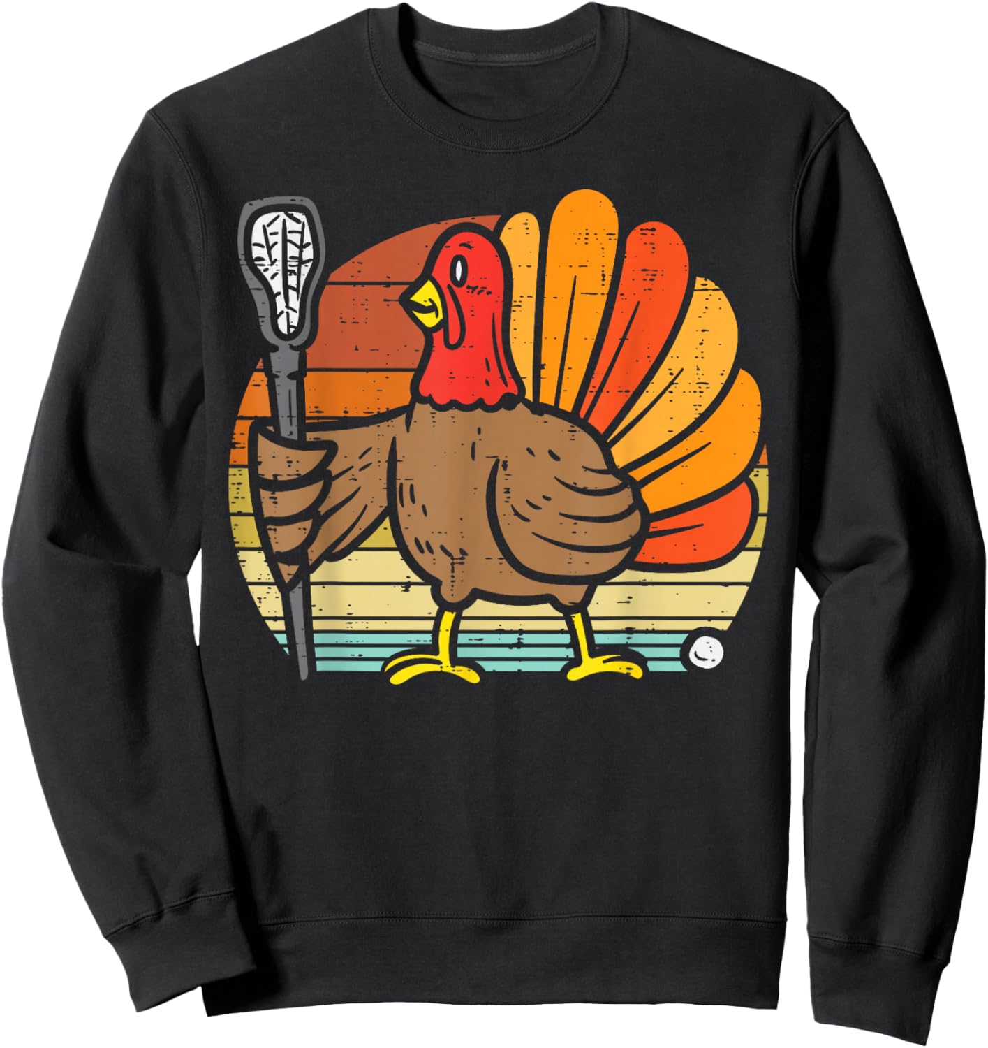 Turkey Lacrosse Retro Thanksgiving Sports Lax Men Women Kids Sweatshirt - Sweatshirt | Black