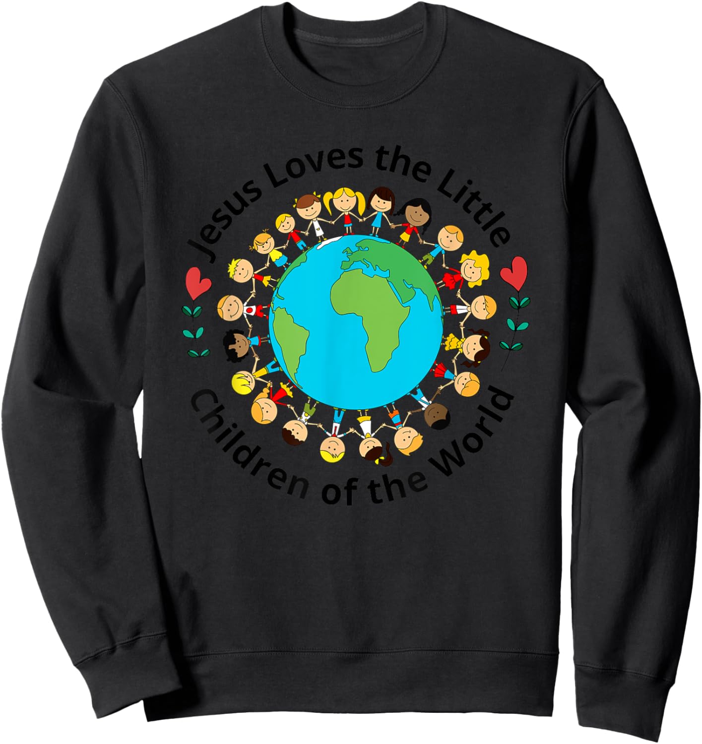 Jesus Loves Children Of World Christian Mother Teacher Kids Sweatshirt - Sweatshirt | Black