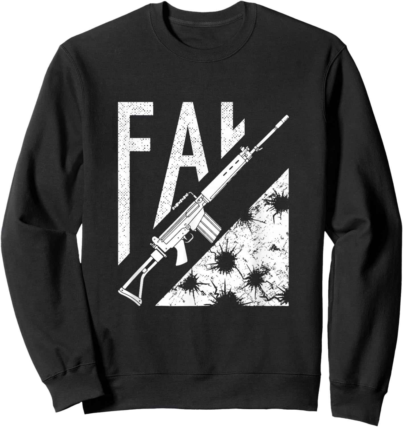 Vintage FAL Distressed Military Rifle Sweatshirt - Sweatshirt | Black